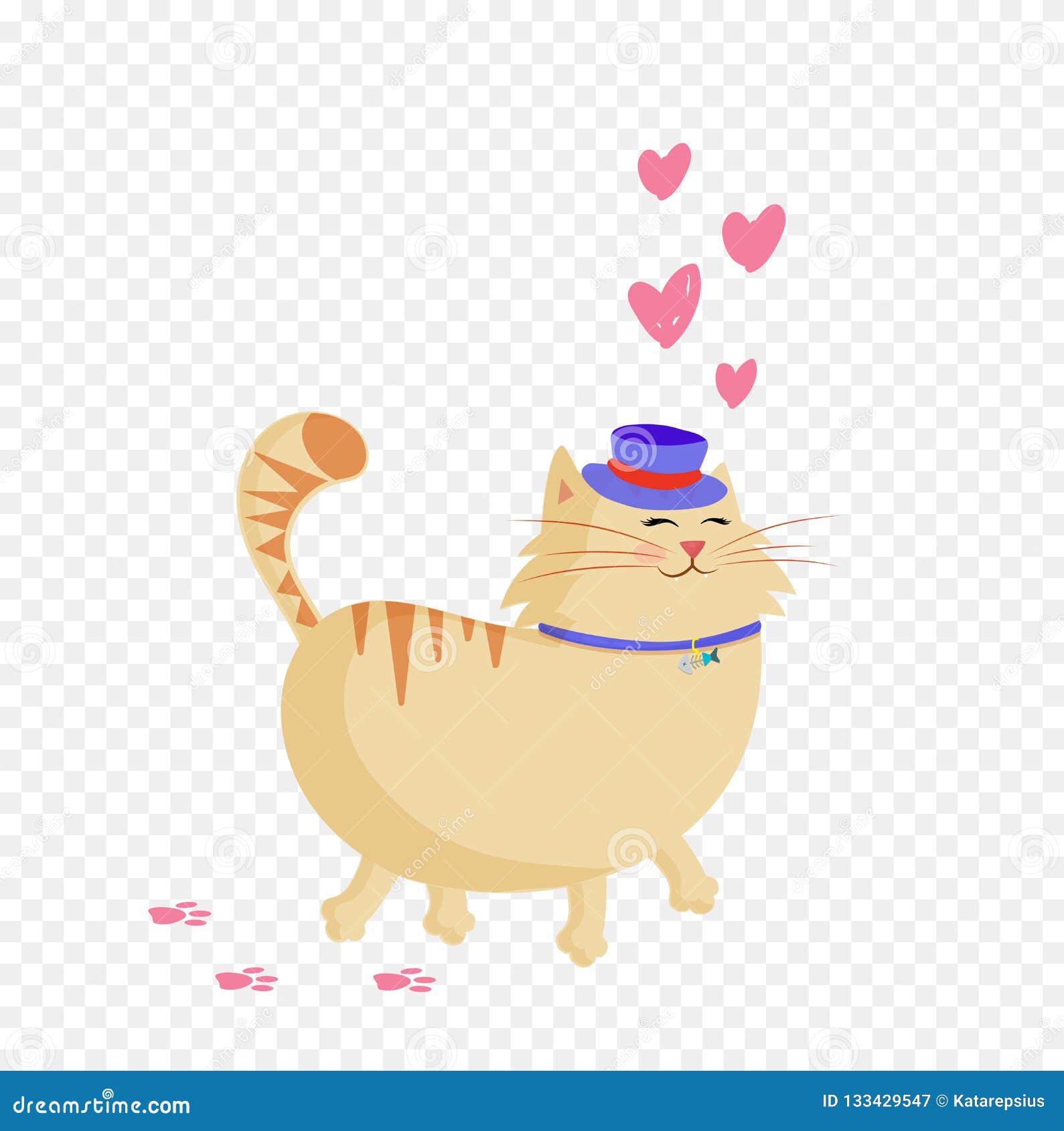 Valentines Cat In Love On Transparent Background Clip Art Stock Vector Illustration Of Love Hearts