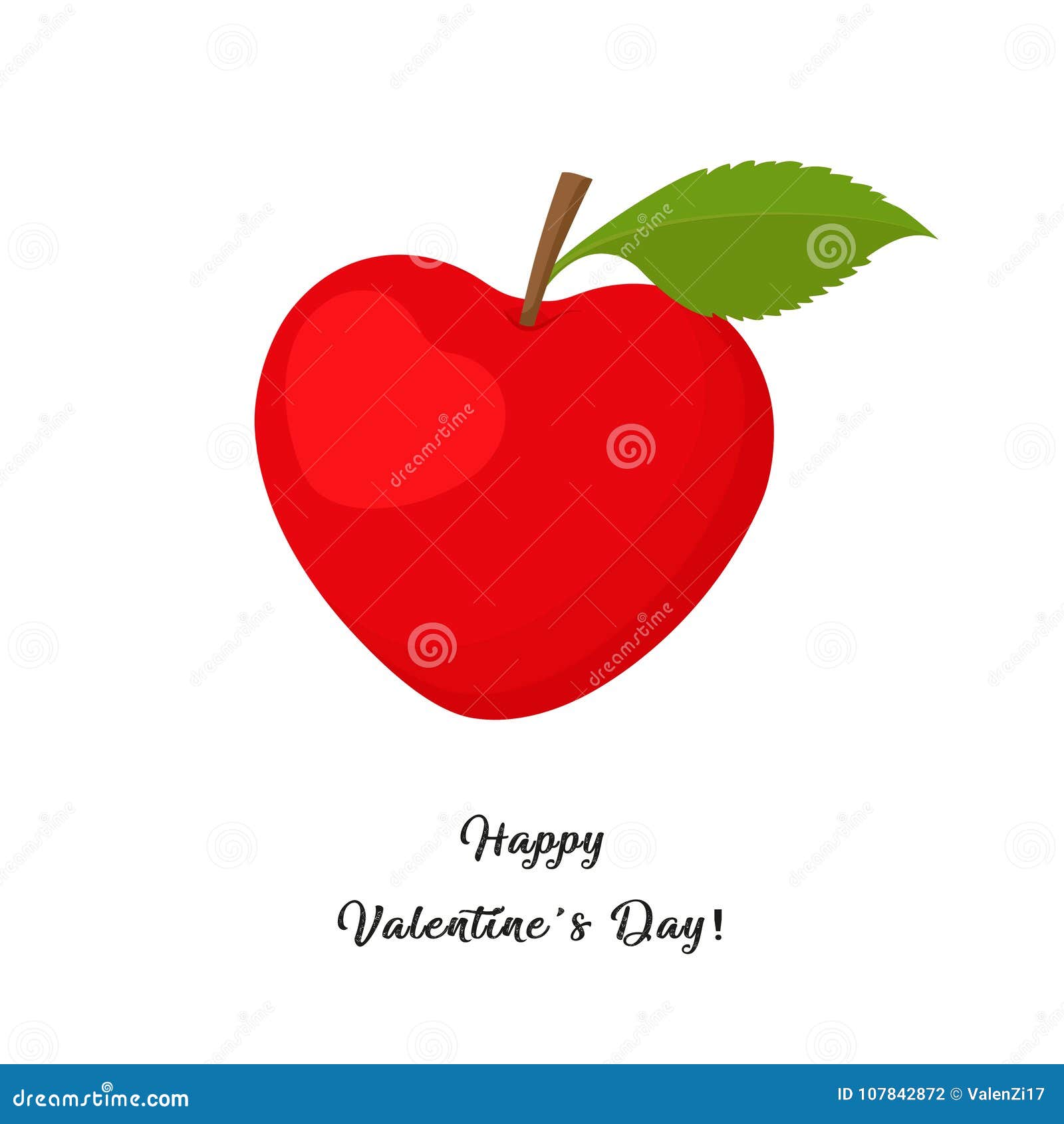 Valentines day, apple. Valentines day greeting card, red apple heart, greeting inscription, Happy Valentine`s Day