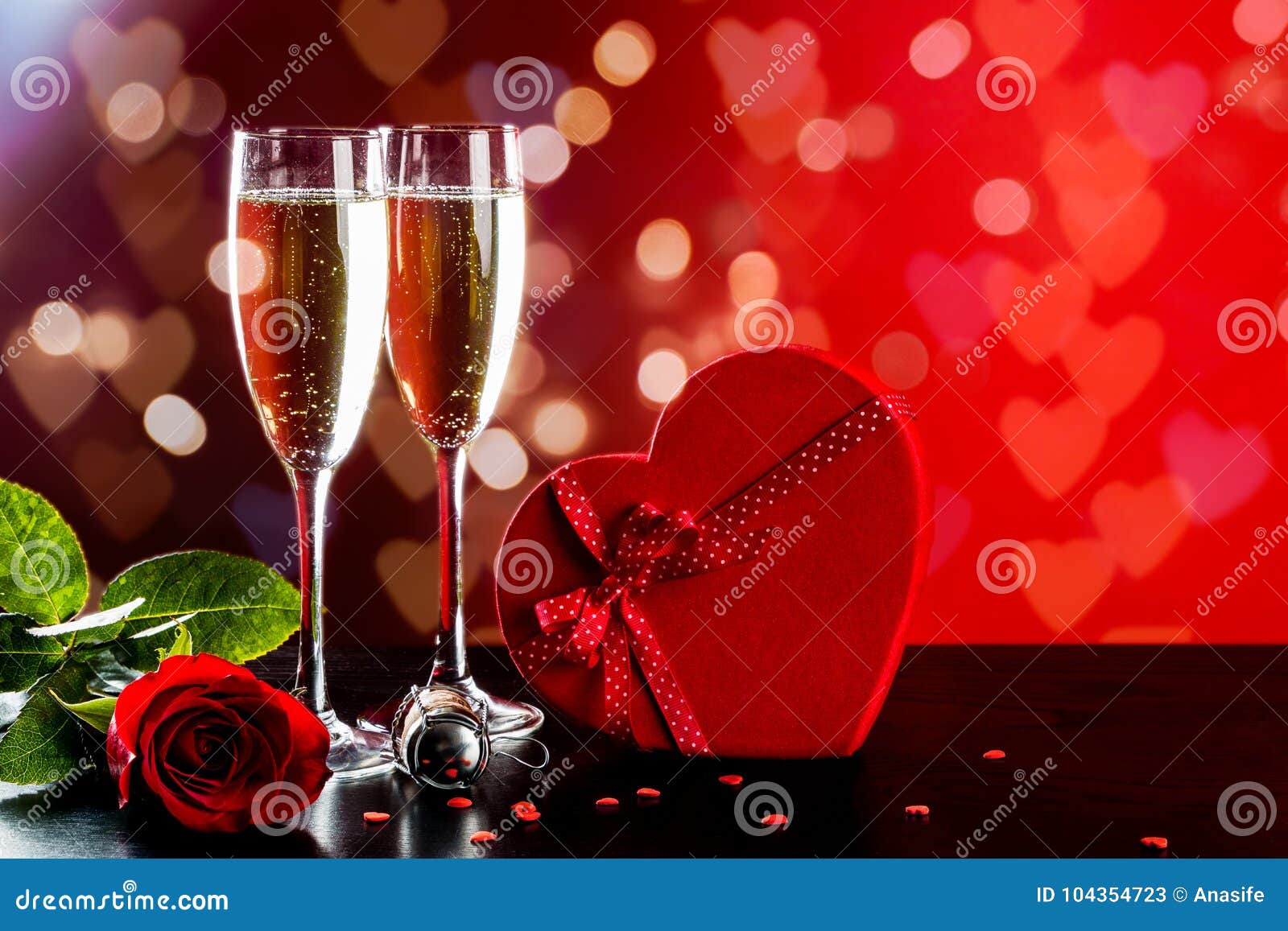 valentines day background with champagne