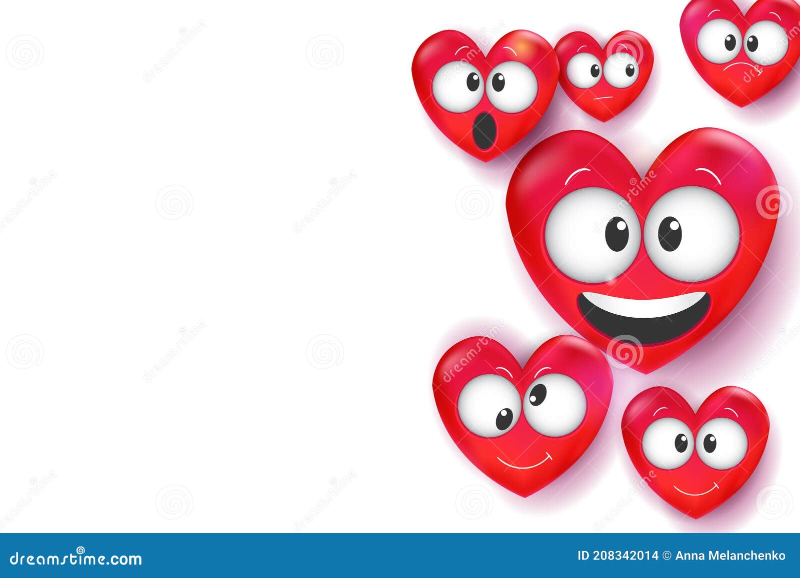 Valentines Day Background with 3d Love Emoji on White. Heart Funny ...
