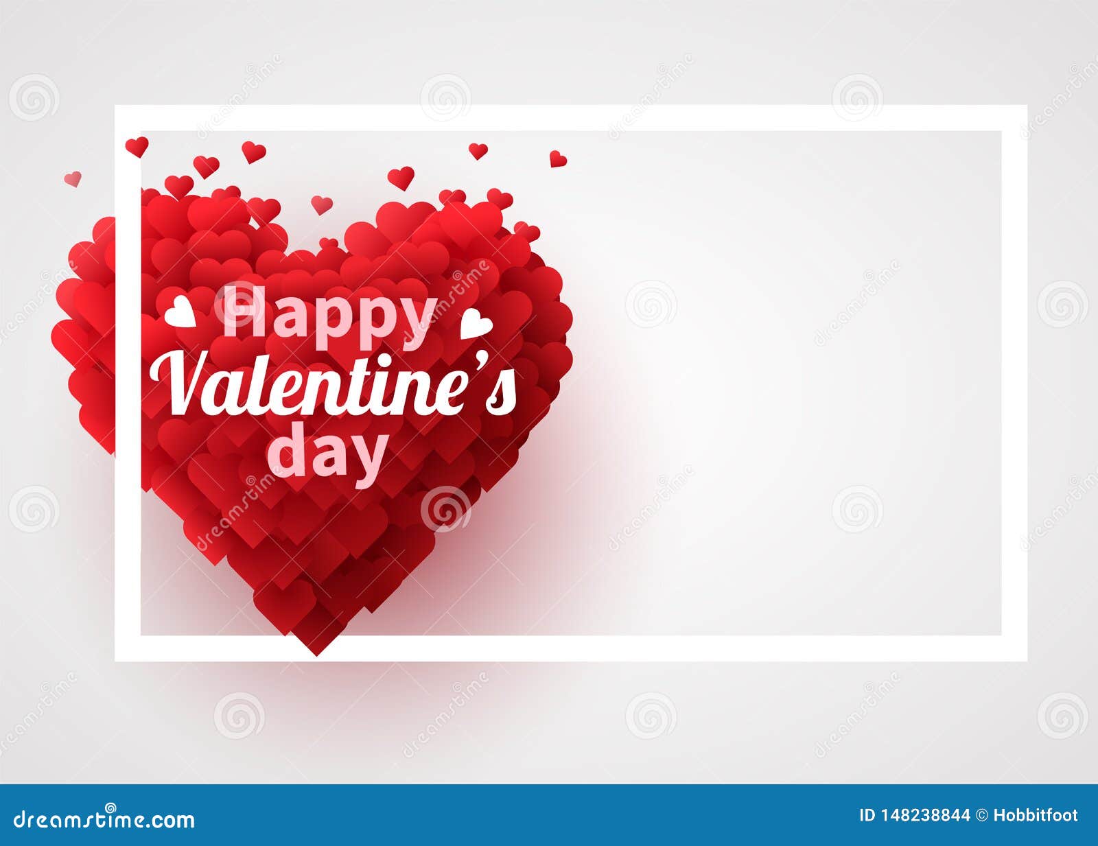 Valentines Day Background with Red 3d Hearts. Cute Love Banner or Greeting  Card. Place for Text. Happy Valentines Day Stock Vector - Illustration of  border, happy: 148238844