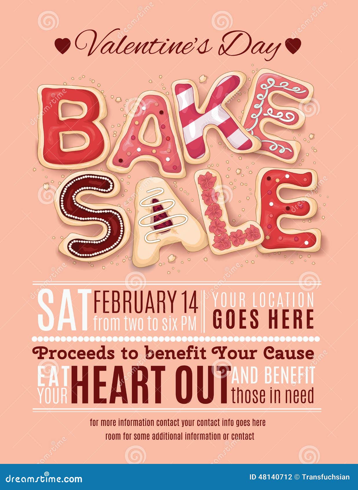 Valentines Day Bake Sale Flyer Template Stock Vector With Bake Sale Flyer Free Template