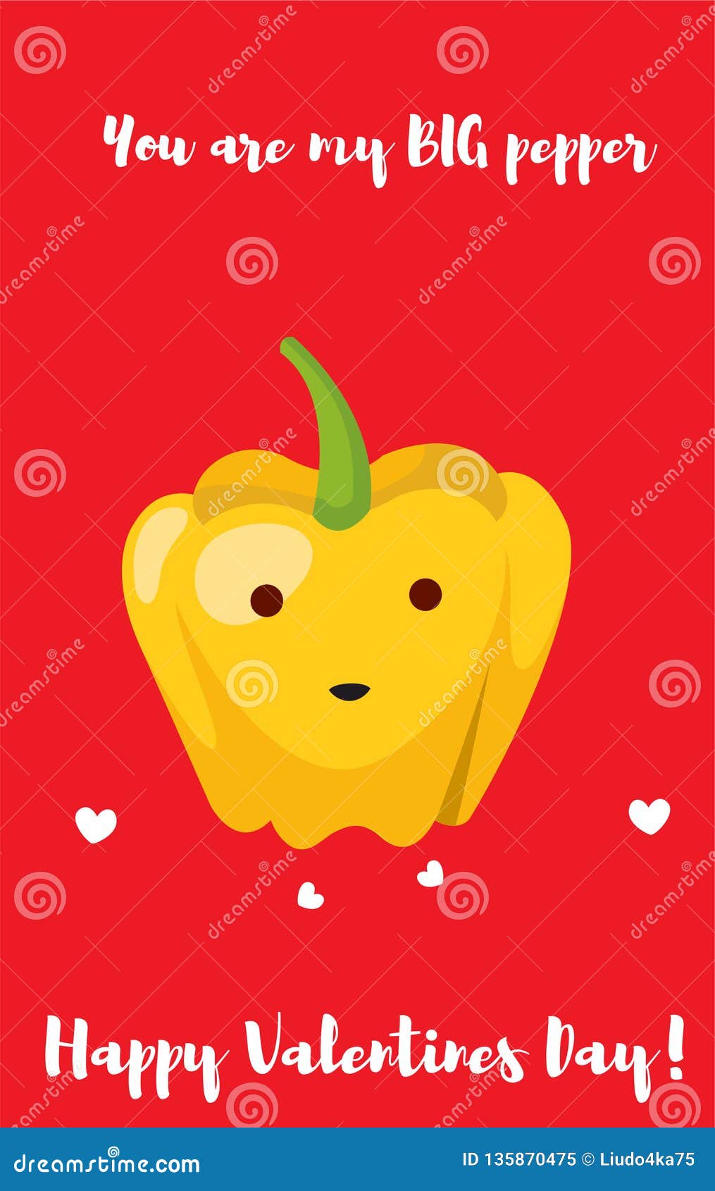 Valentines Day Card with Cartoon Pepper Stock Illustration - Illustration  of vegetable, heart: 135870475