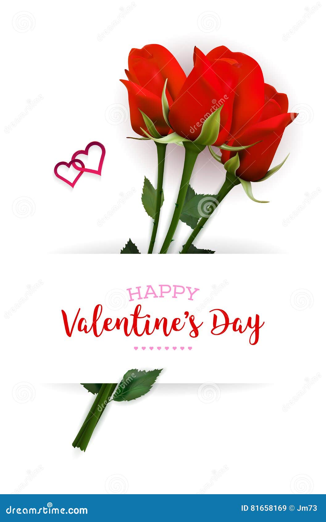 Valentines Day Card with Red Roses and Hearts Stock Vector Illustration of copy, holiday 81658169