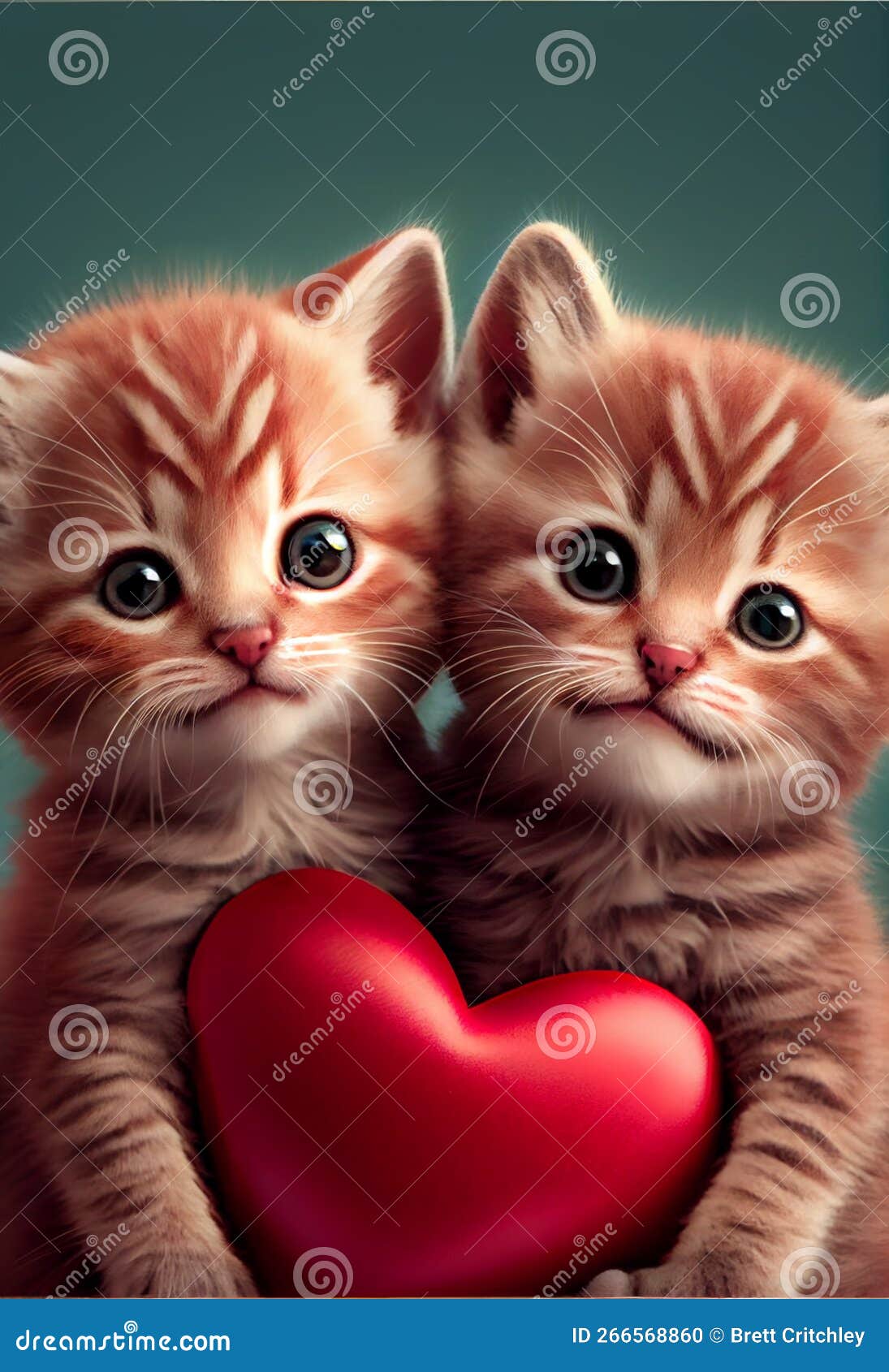 Red Heart Kitten Vintage Valentine’s Day Card | Poster