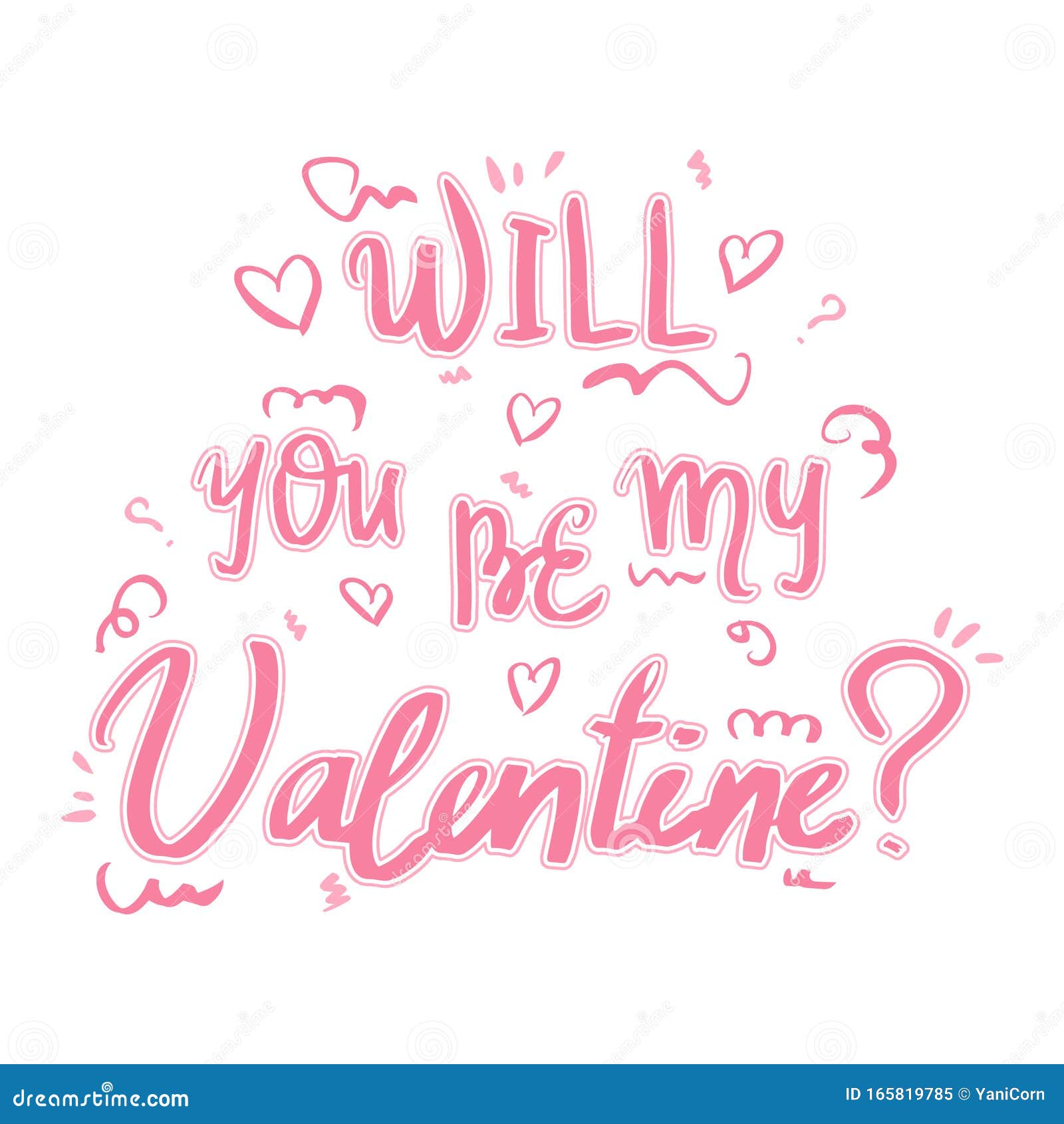 Valentines Day Greeting Card With Hearts On White Background Will You