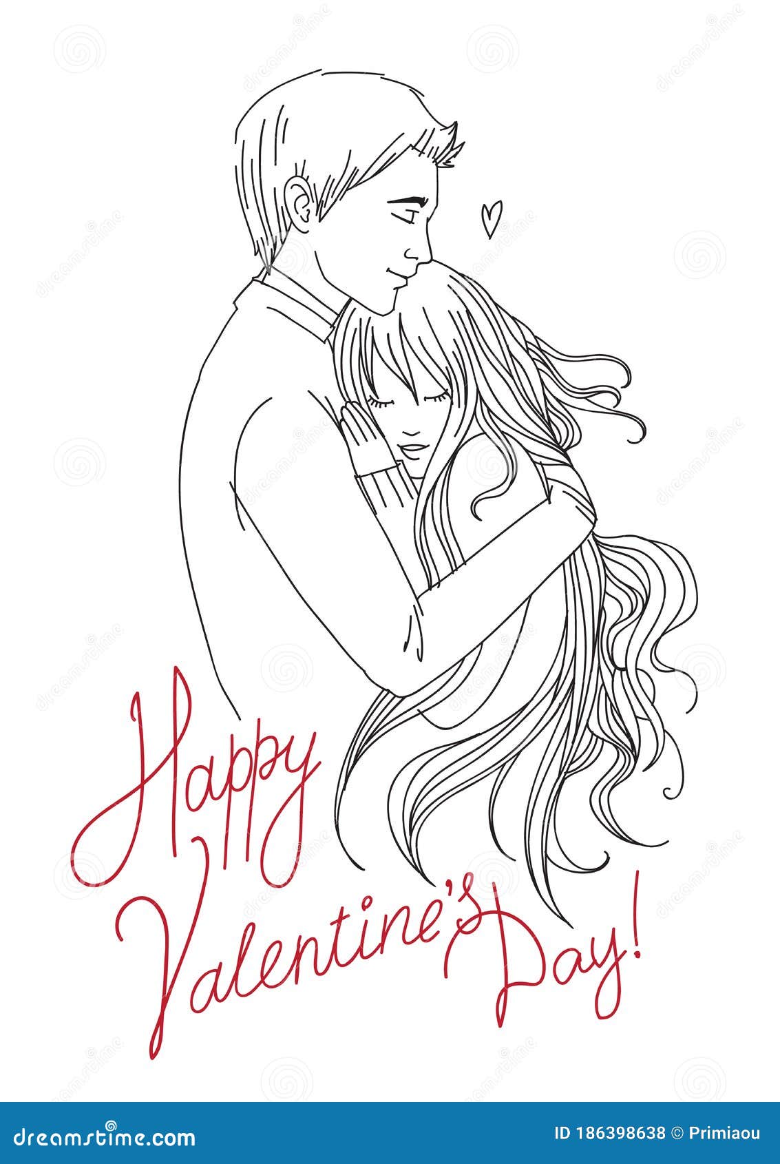 Valentines Day Greetings Card with Hugging Romantic Couple Stock Vector -  Illustration of flowers, lovers: 186398638