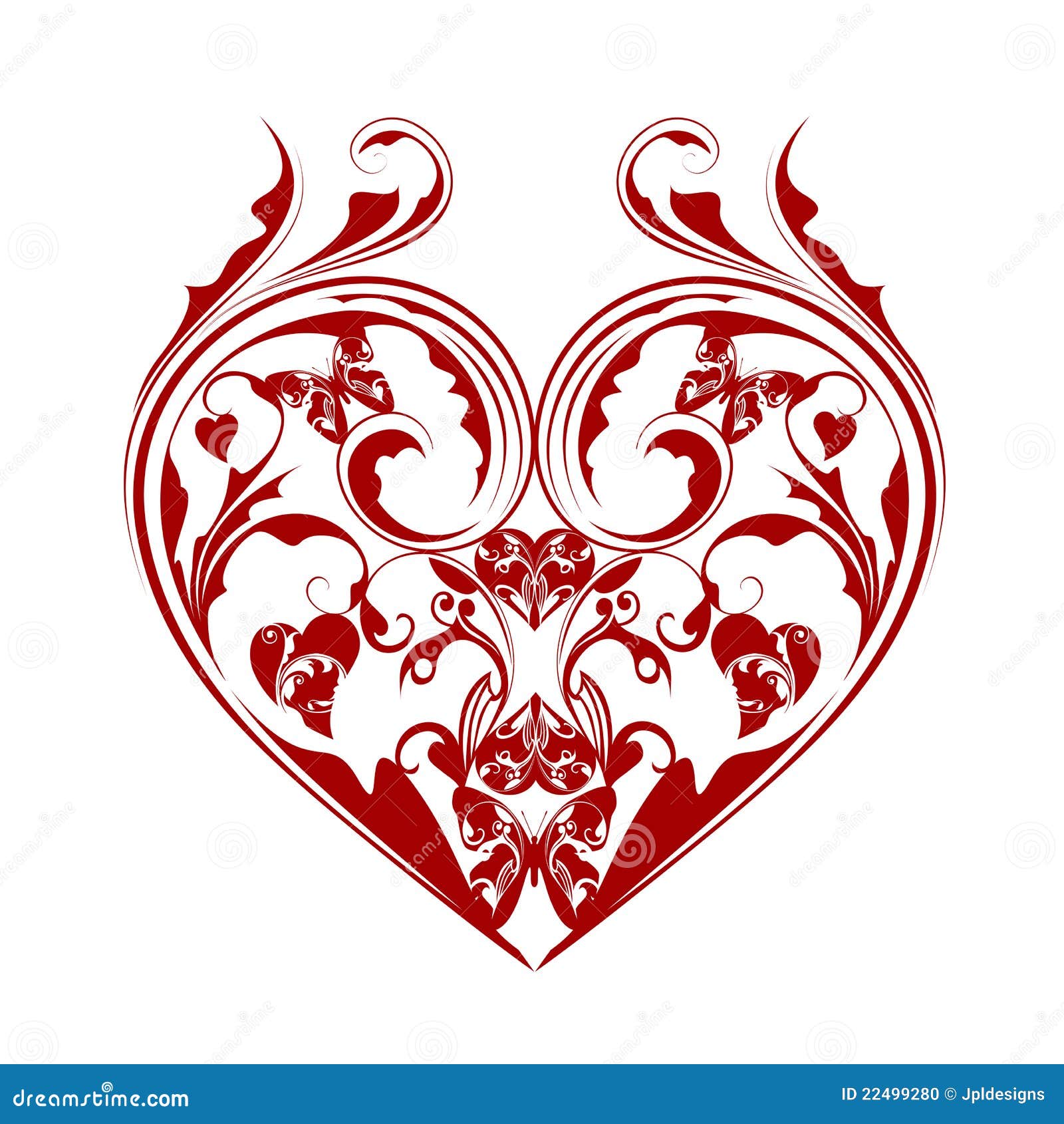 Hearts Scroll Clip Art
