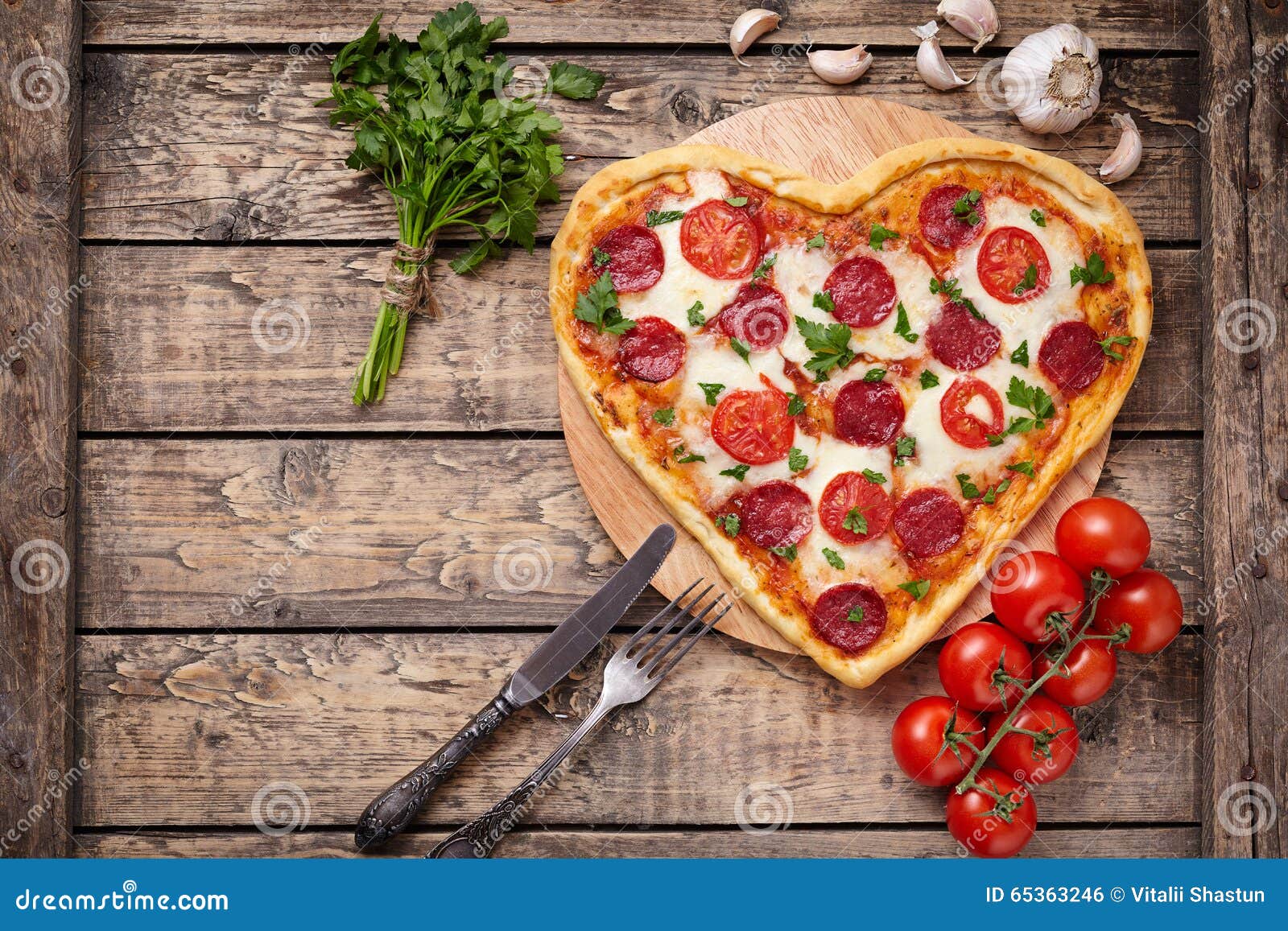 valentines day heart d pizza with pepperoni