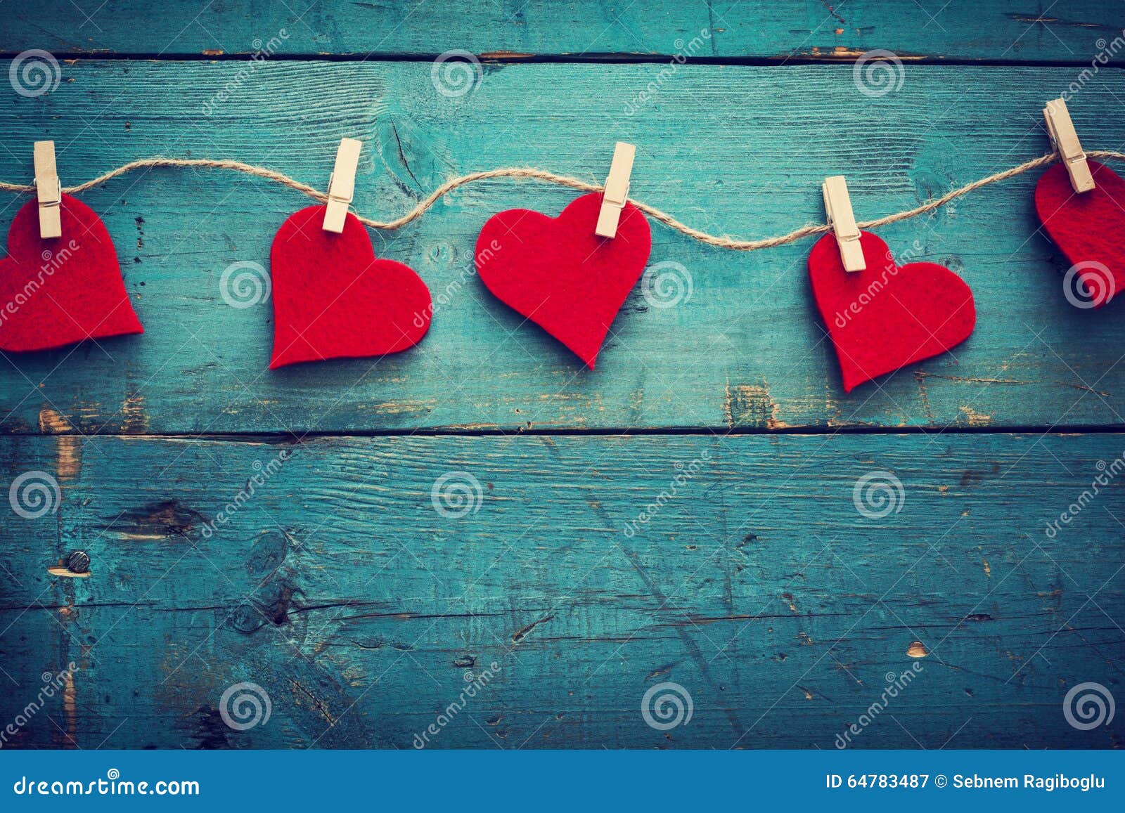 valentines day hearts on wooden background