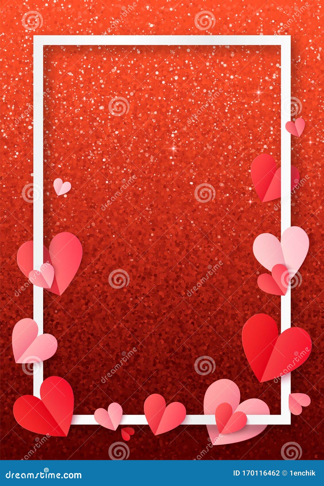 Valentines Day Poster Frame Template with Folded Paper Hearts and Red  Glitter Background, Vector Illustration Mockup Stock Vector - Illustration  of concept, backdrop: 170116462