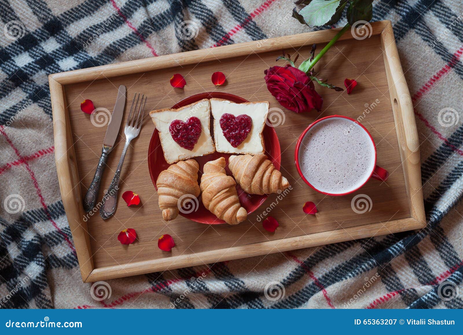 Romantic Breakfast Hotel Room Loving Couple Bed Stock Photography ...