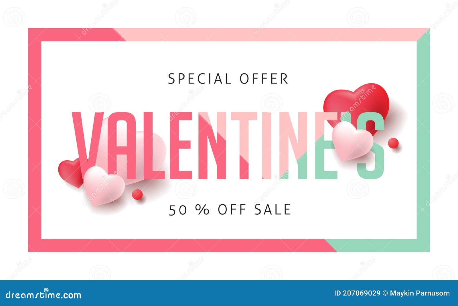 valentines day sale background with heart d balloons.