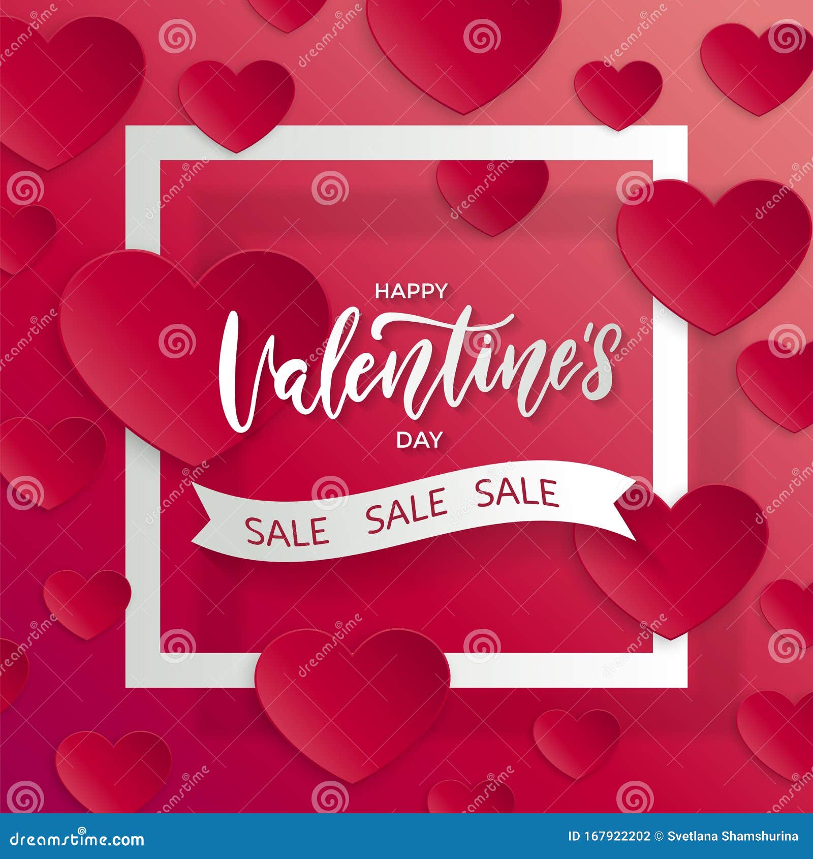 Pink and red ribbon with text valentines sale Vector Image