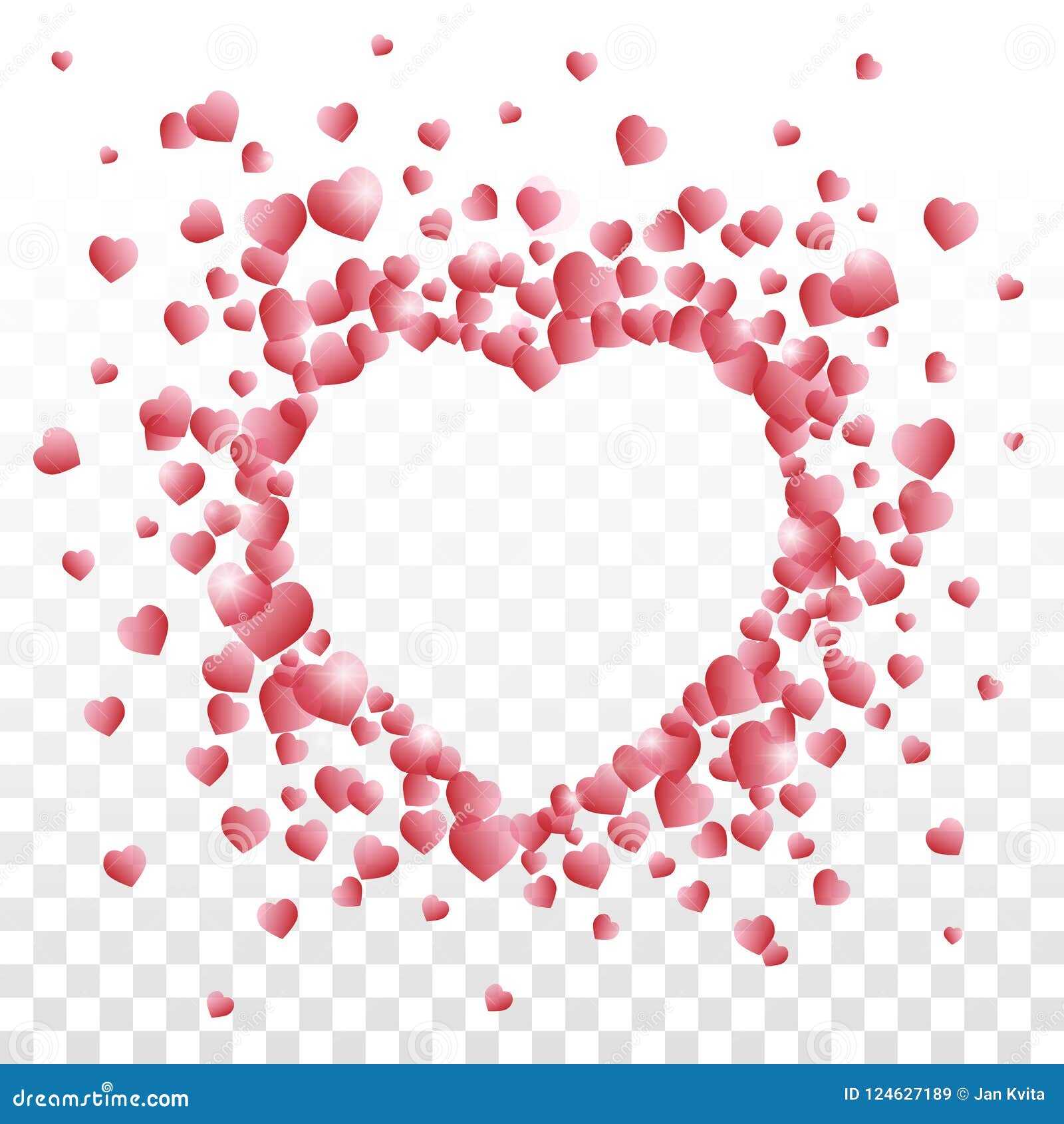 Valentines Day Vector With A Heart Sign Composed Of Small Red Shaded Hearts On Transparent Background. Stock Vector - Illustration of festive, falling: 124627189