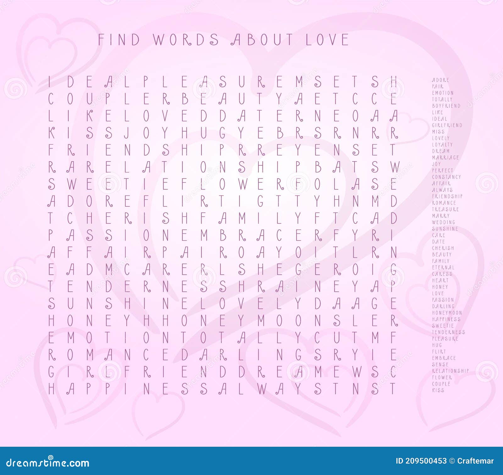 Valentines Day Word Puzzle Crossword Trouvez Les Mots Listes Sur L Amour Dans Le Cerveau Jeu D Enigmes De Test D Attention Illustration De Vecteur Illustration Du Puzzle Affaires