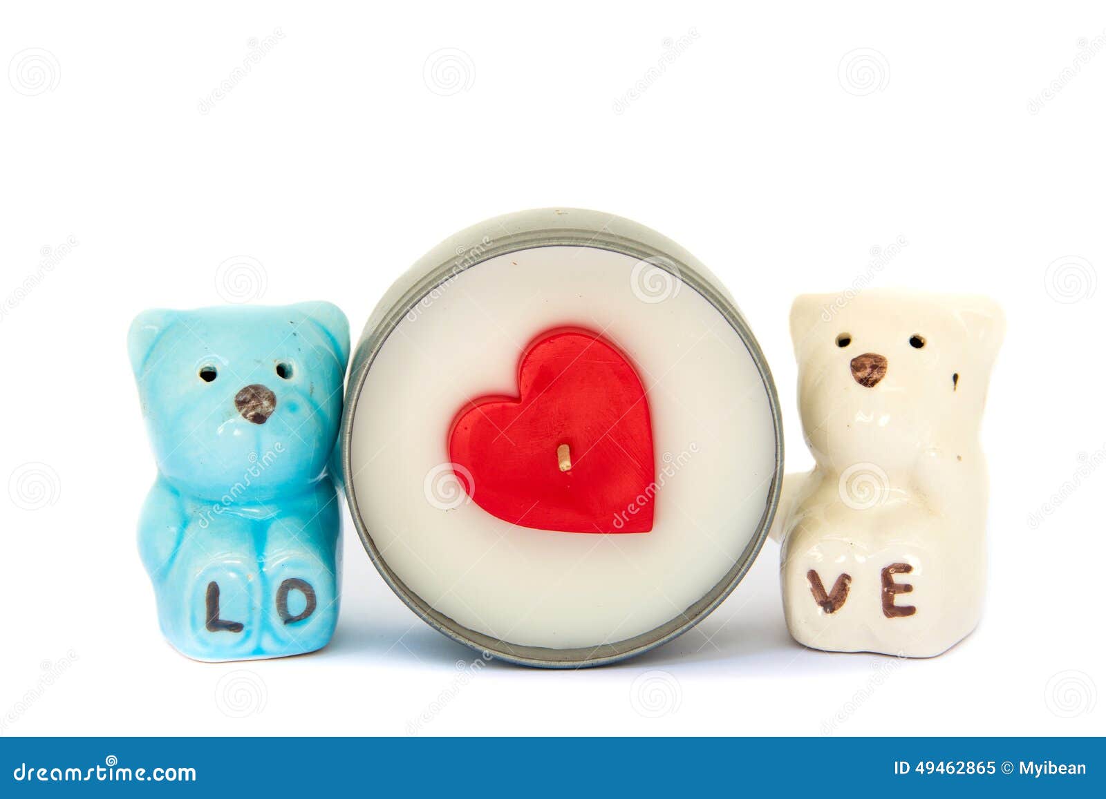 Valentines Hearts Candles with Ceramic Bears Love Stock Image Image