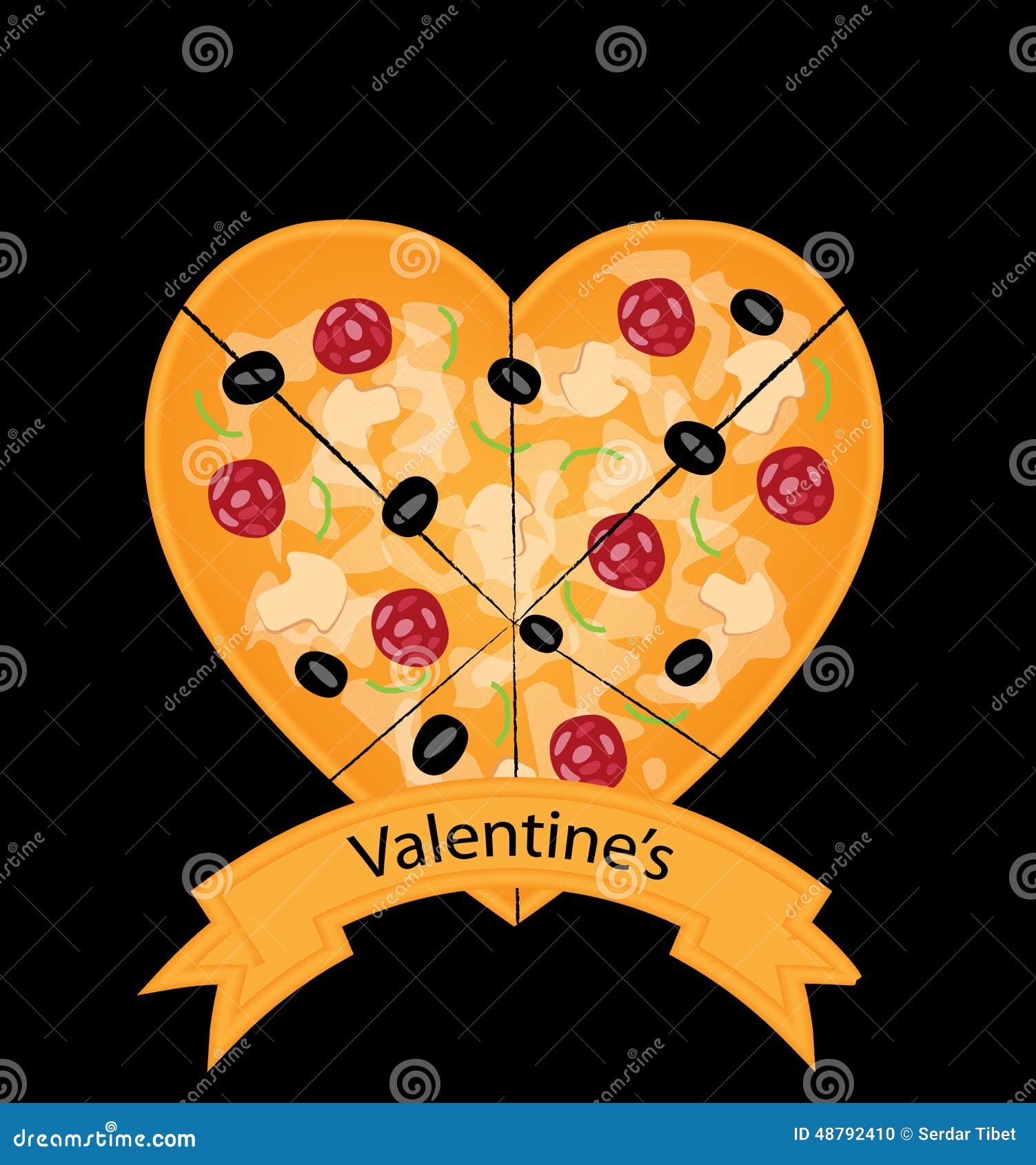 Valentines Pizza stock vector. Illustration of frame 48792410