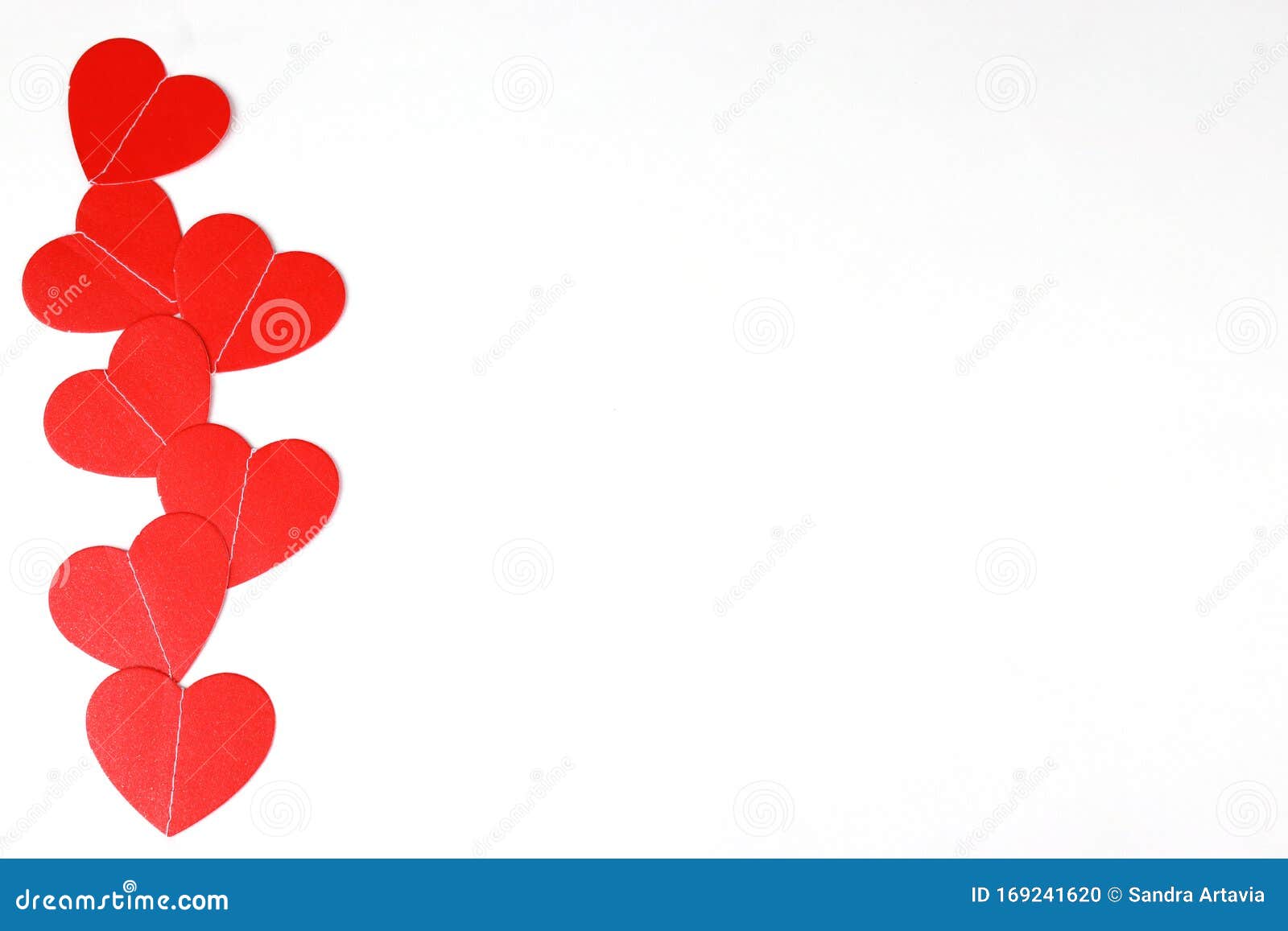 valentines red hearts with white background