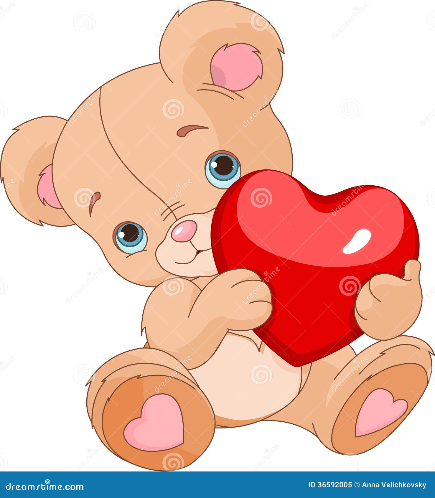 Teddy Bear With Drawing Heart Cartoon Vector