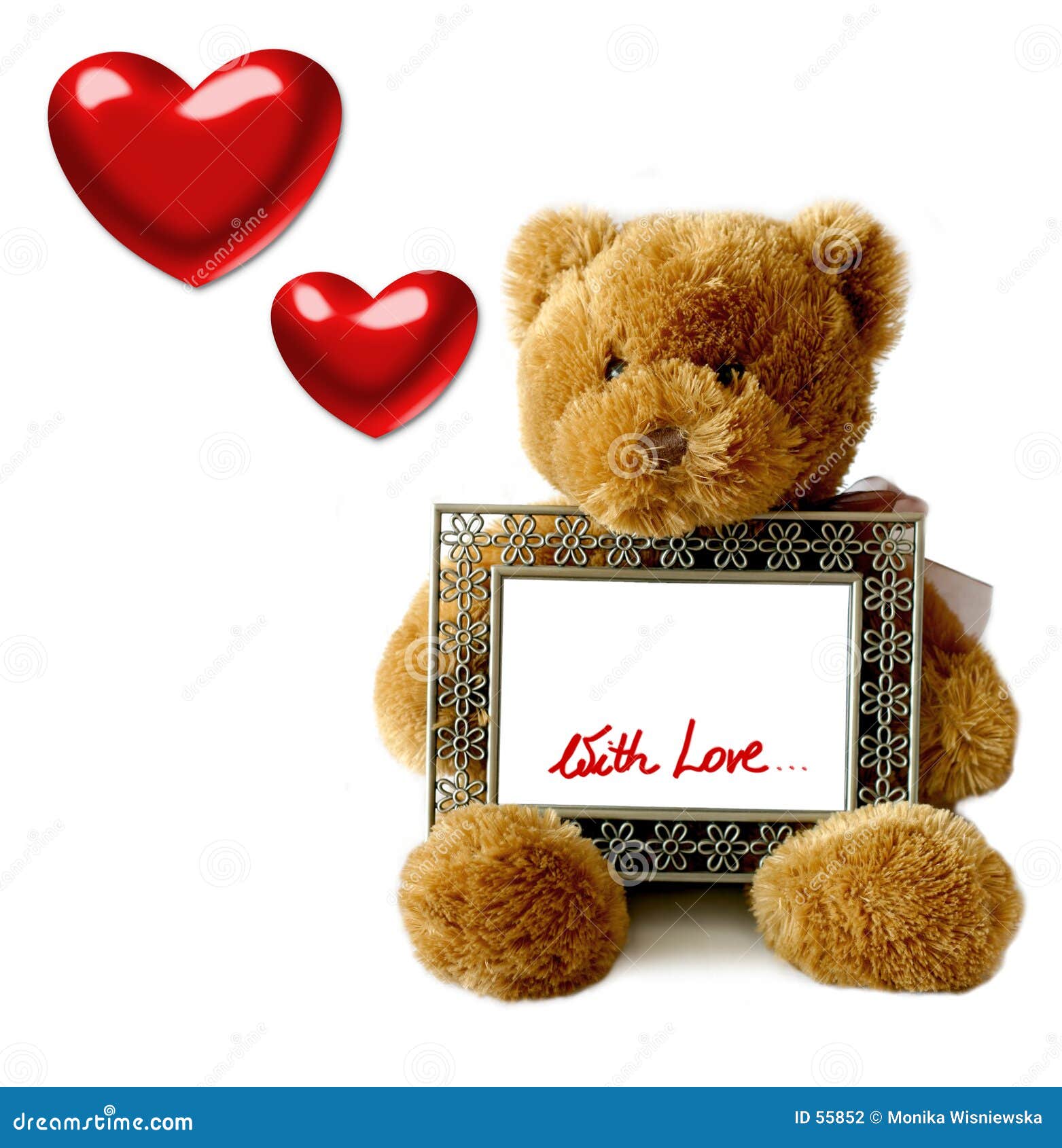 teddy bear holding picture frame