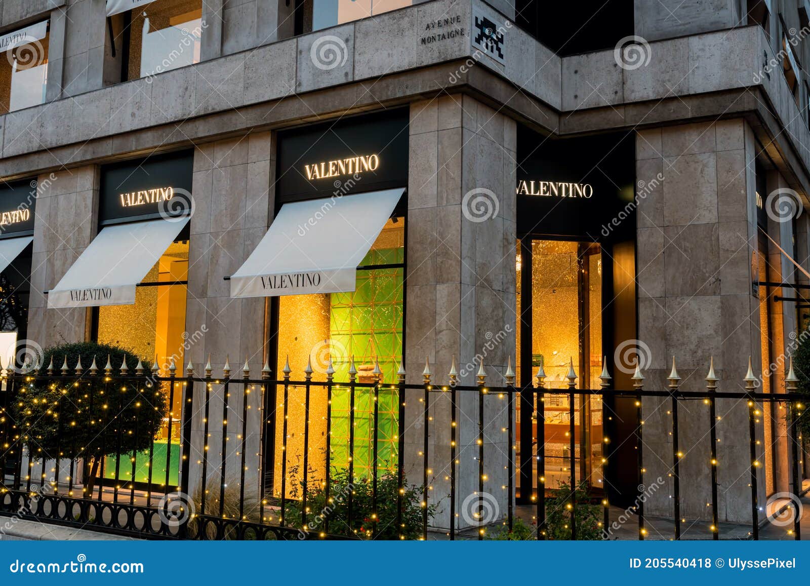 Valentino with Christmas Lights on Montaigne - Paris, France Editorial Stock Photo - Image of december: 205540418
