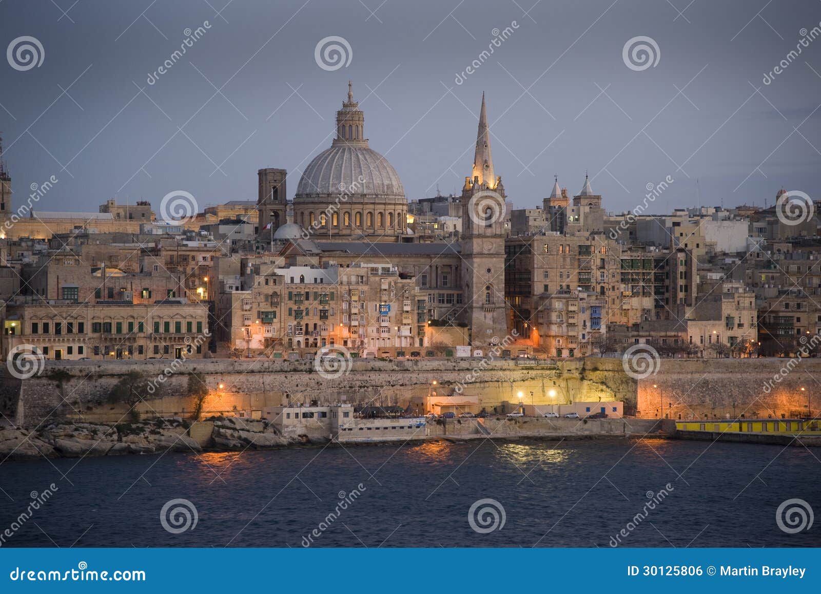 valetta at dusk. malta