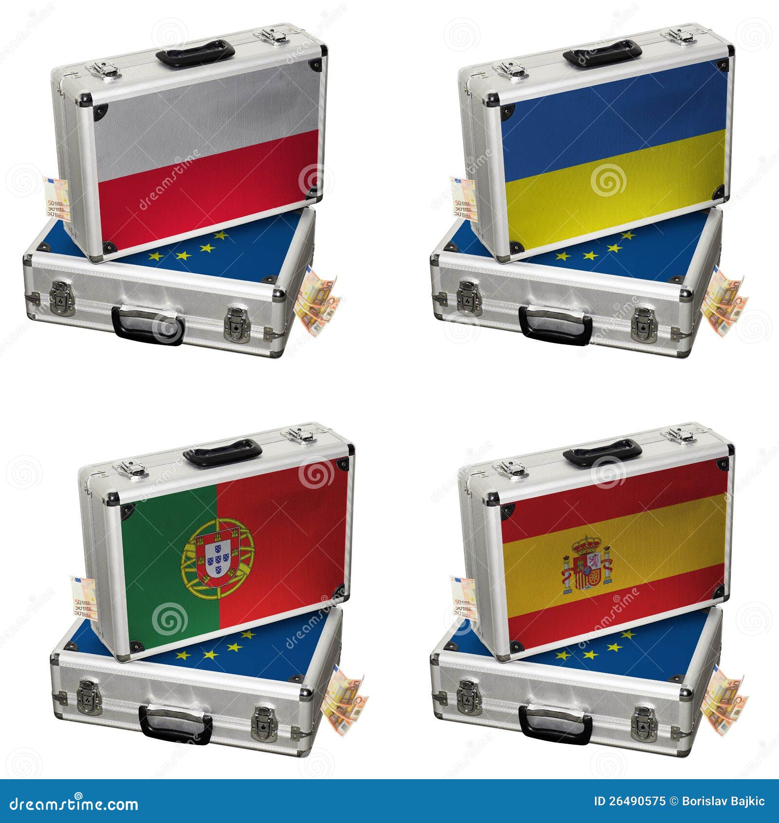 Valise Avec D'euro Indicateurs Et Argent Image stock Image du fond