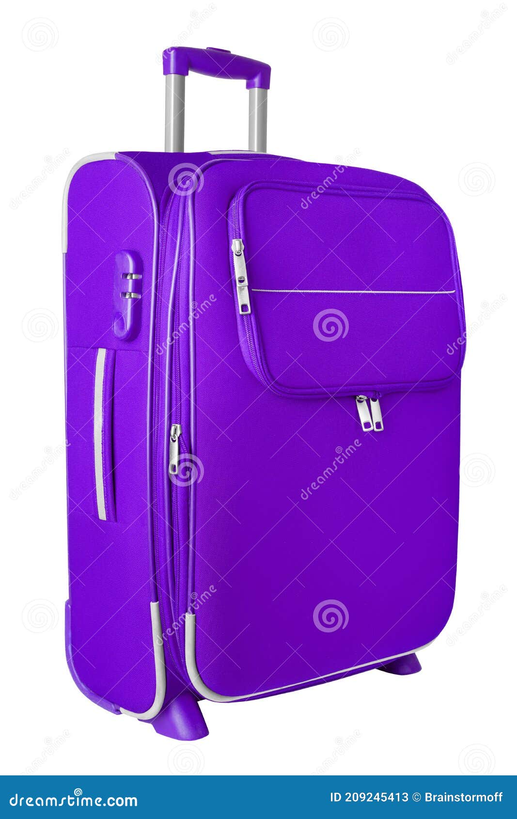 Valise Voyage En Tissu Violet Avec Fermeture à Glissière Fond Blanc Isolé  Vue De Côté Image stock - Image du isolement, aéroport: 209245413