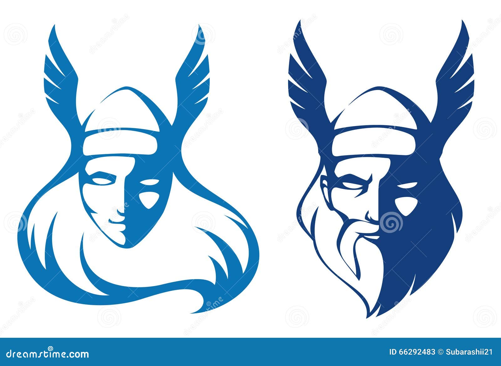 Scandinavian supreme god of Norse mythology - Odin. Hand drawing of Odin  Head. Cartoon bearded man character. God Odin, Wotan tattoo. Traditional  norse ornament. Vector graphics to design Stock Vector