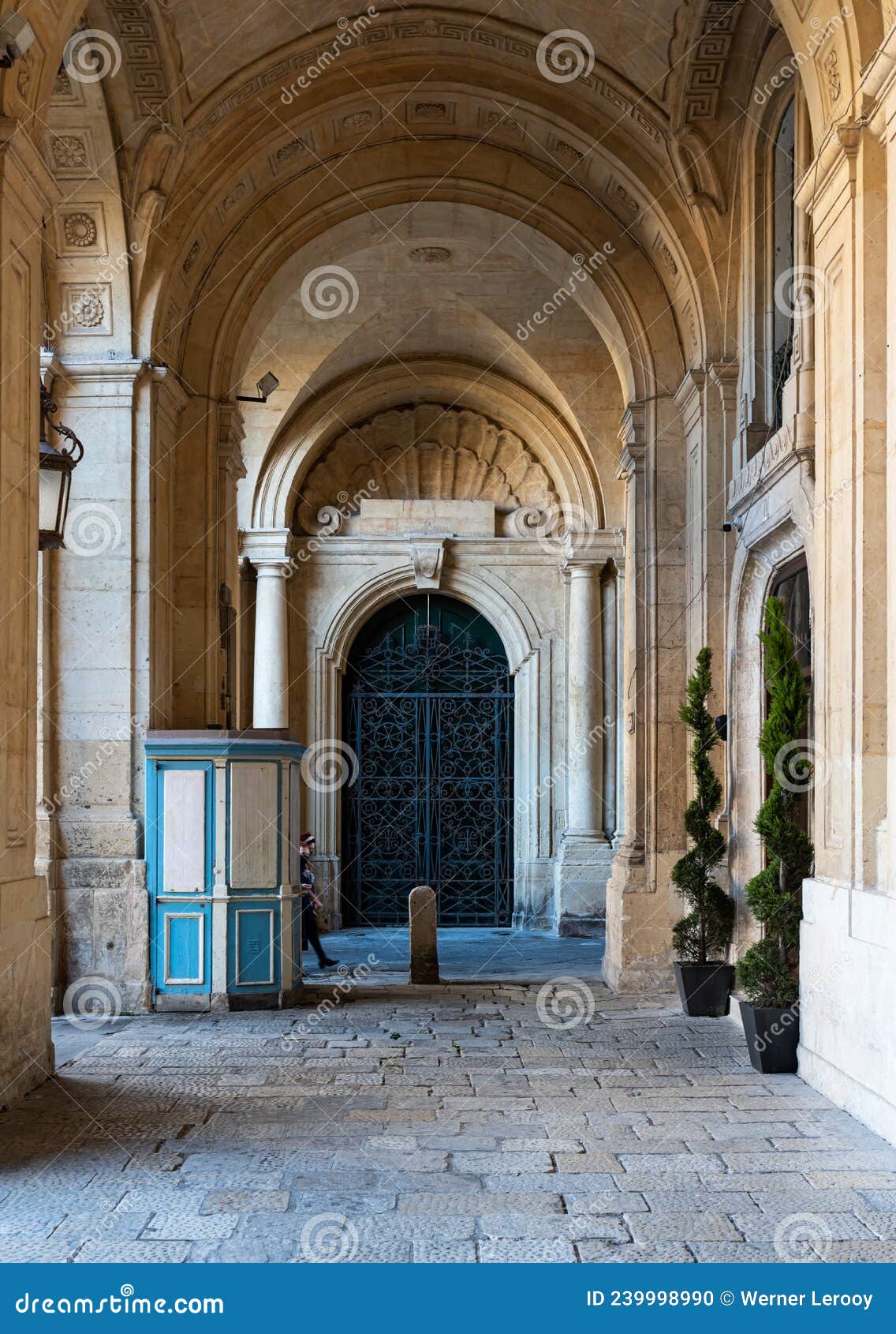 Arched Hallway of the Patio of the National Malta Library Editorial