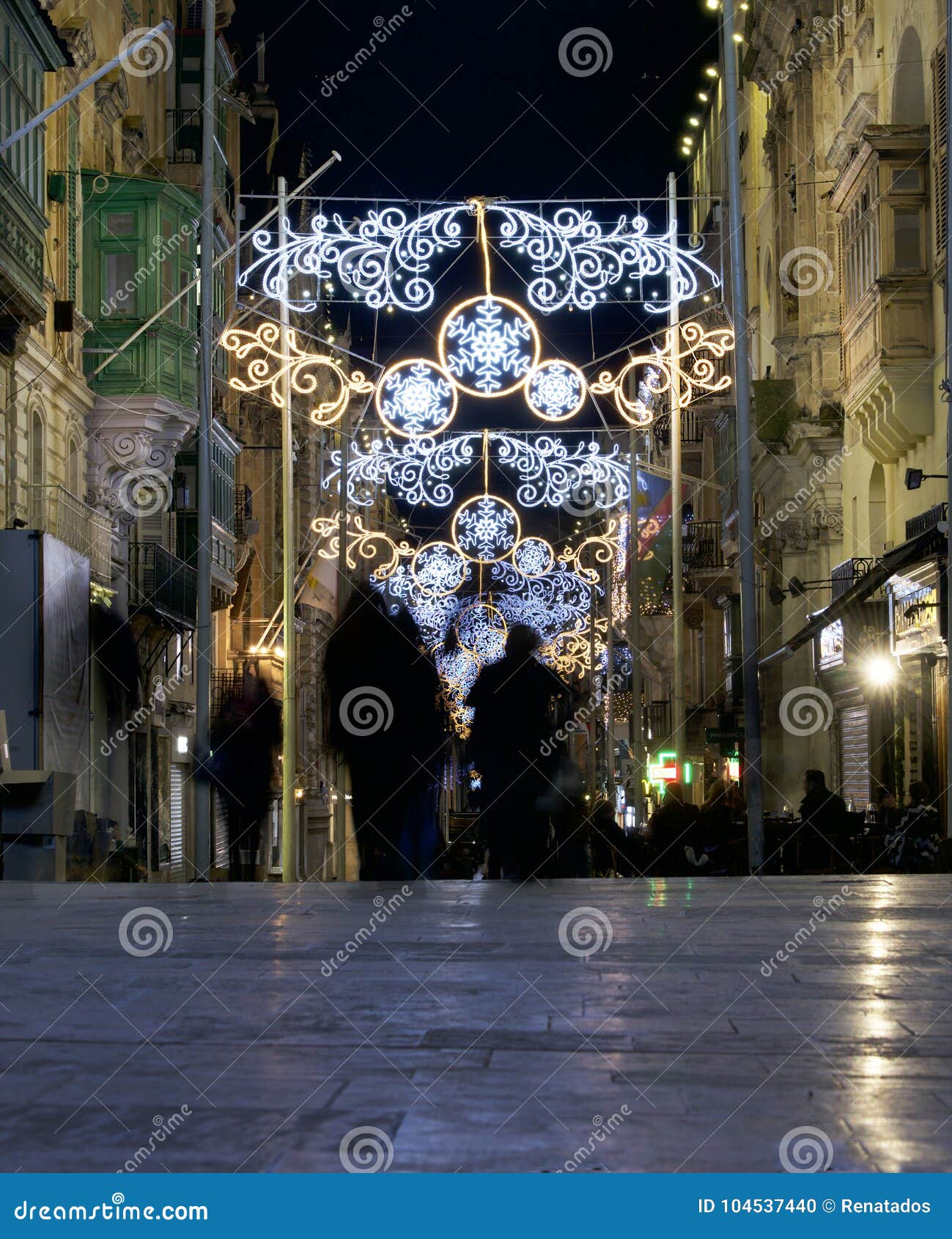 VALLETTA MALTA - DEC 8, 2016: View Of Illuminated Republic Street With Christmas Decoration In ...