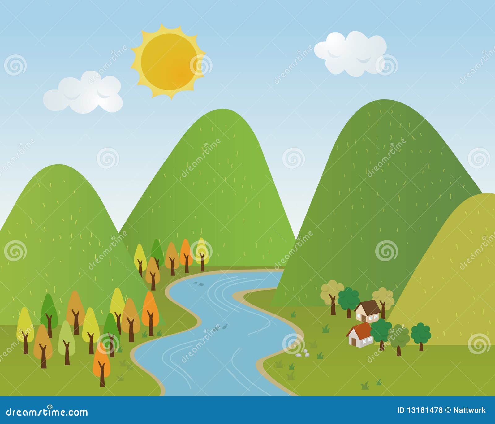Valley stock vector. Illustration of tree, grasses, sunny - 13181478 Valley stock vector. Illustration of tree, grasses, sunny - 13181478