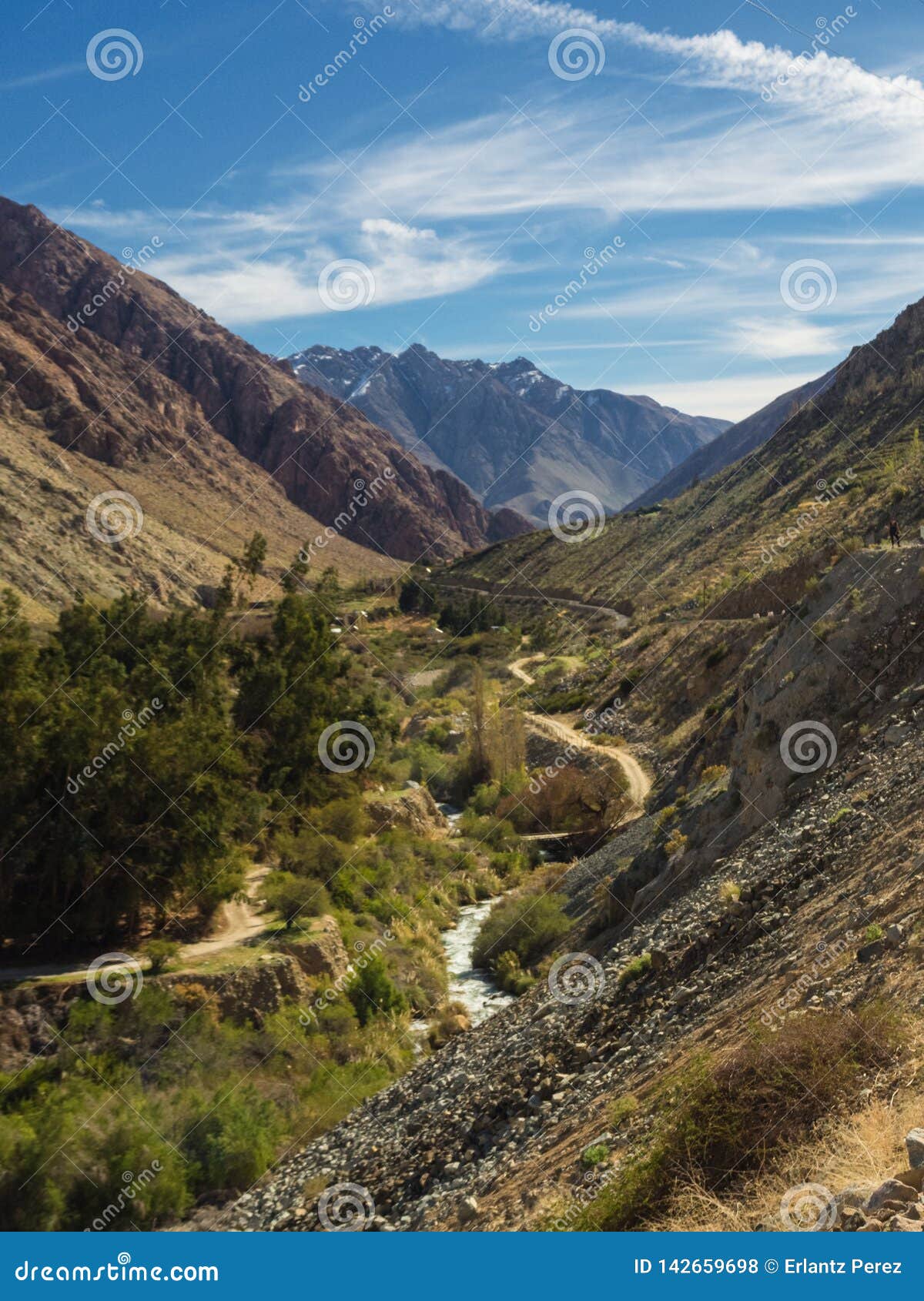 valley of the cochiguaz river in the elqui valley, chile