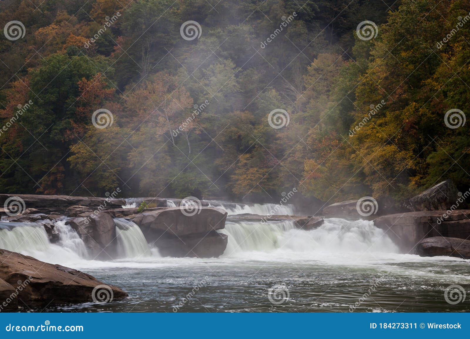Valley Falls on the Tygart Valley River Surrounded by Greenery at