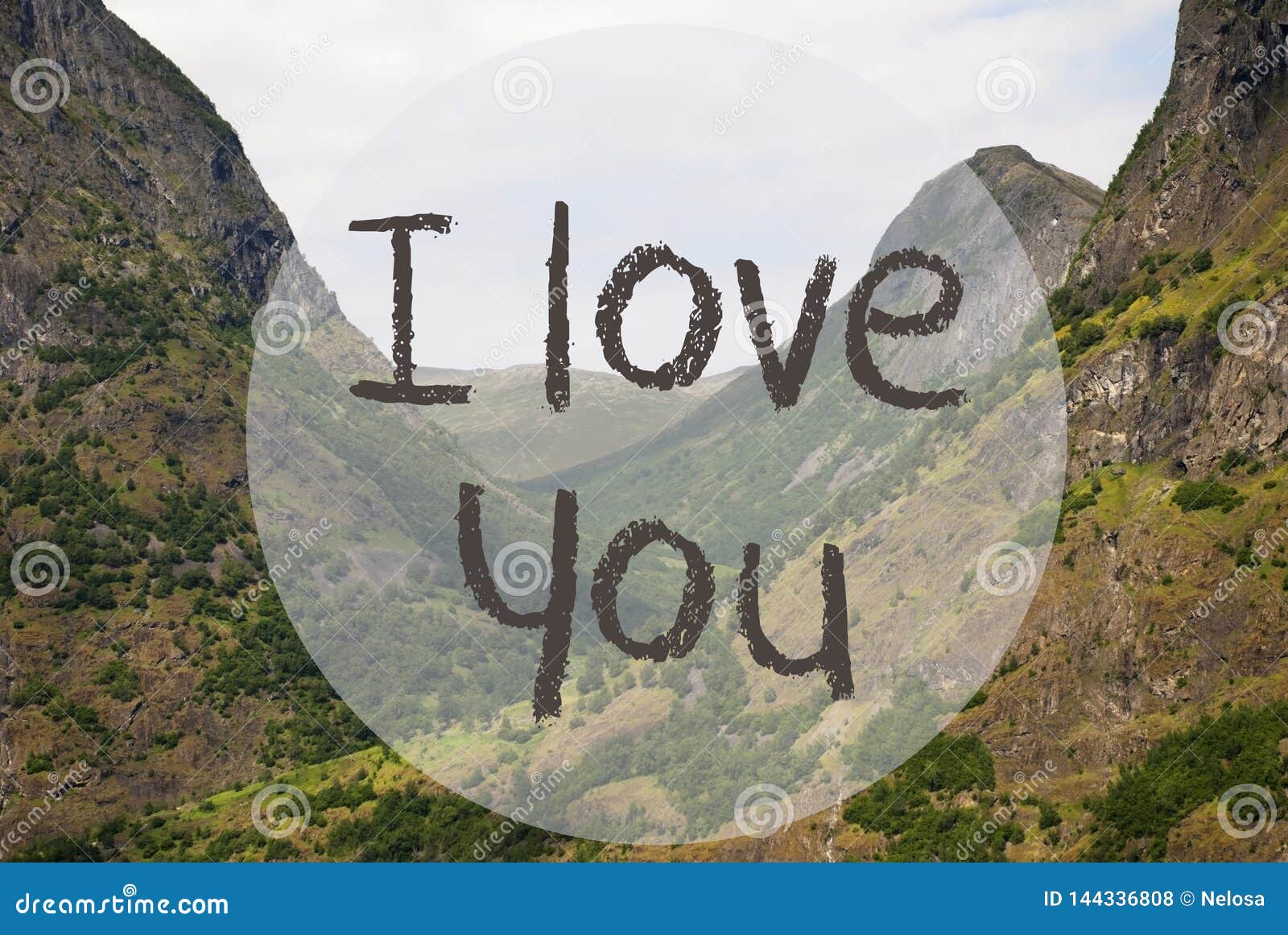 Valley and Mountain, Norway, Text I Love You Stock Photo - Image of ...