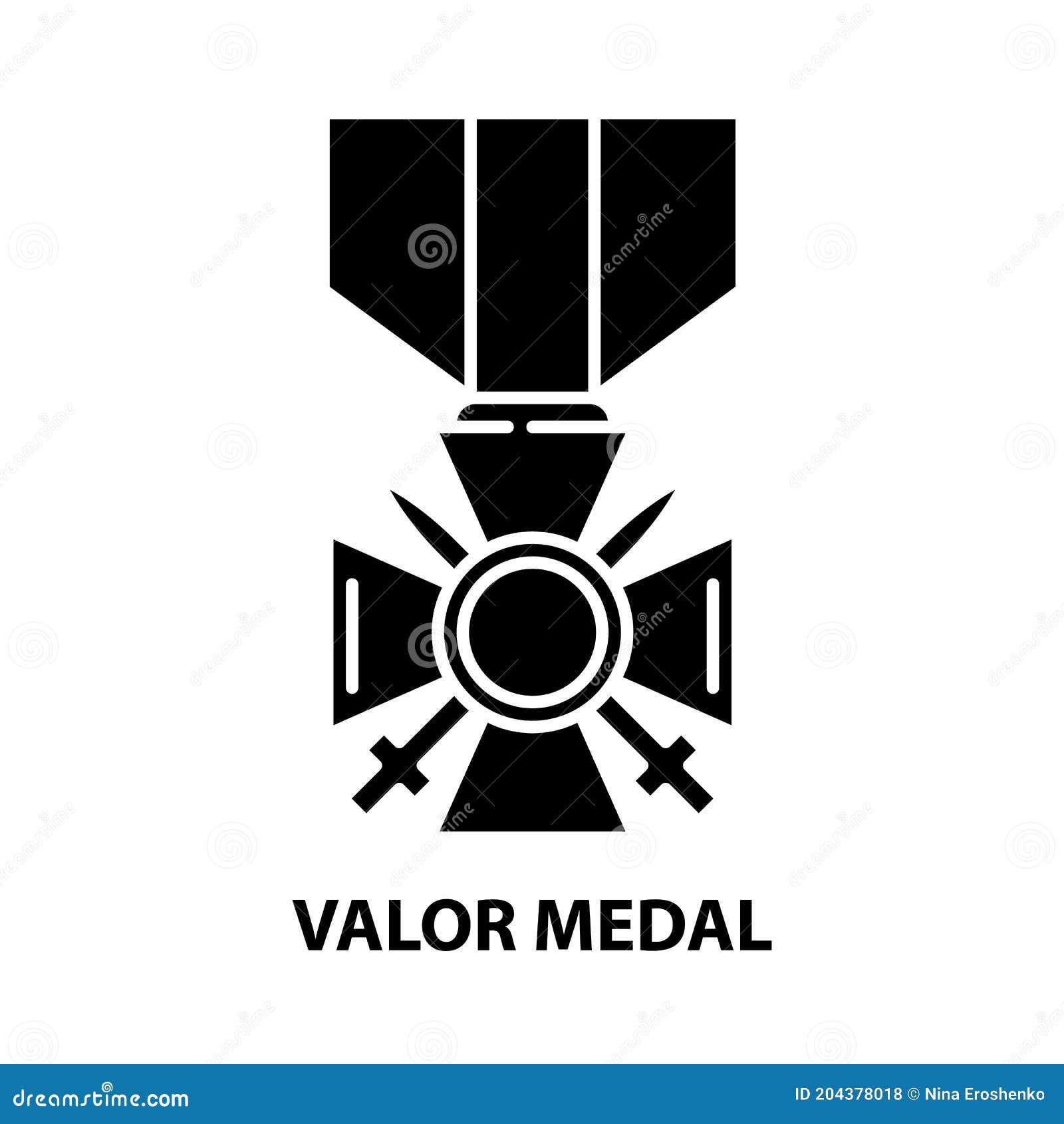 Valor Medal Icon Black Vector Sign With Editable Strokes Concept