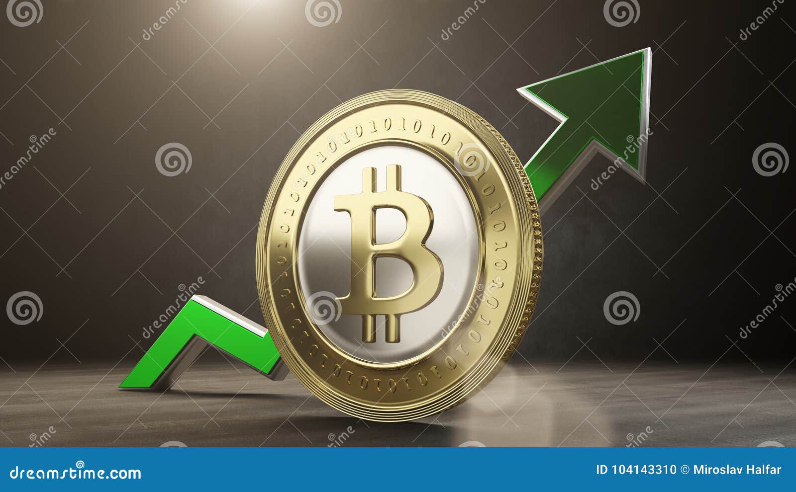 Bitcoin Valore Valore Di Bitcoin Che Aumenta Su 3d Rendono Illustrazione di Stock