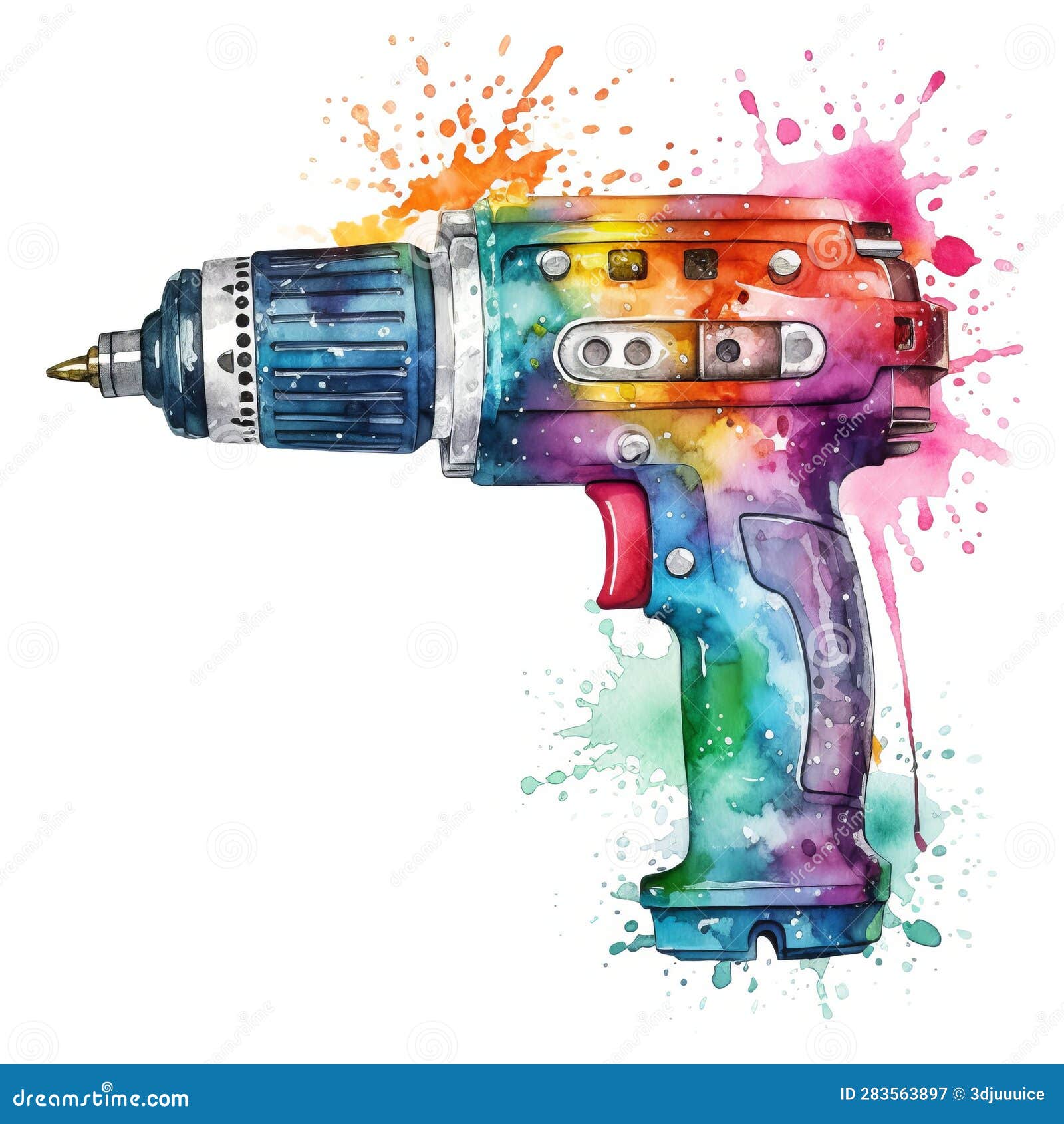 Valuable Drill Construction Tool Square Illustration. Stock