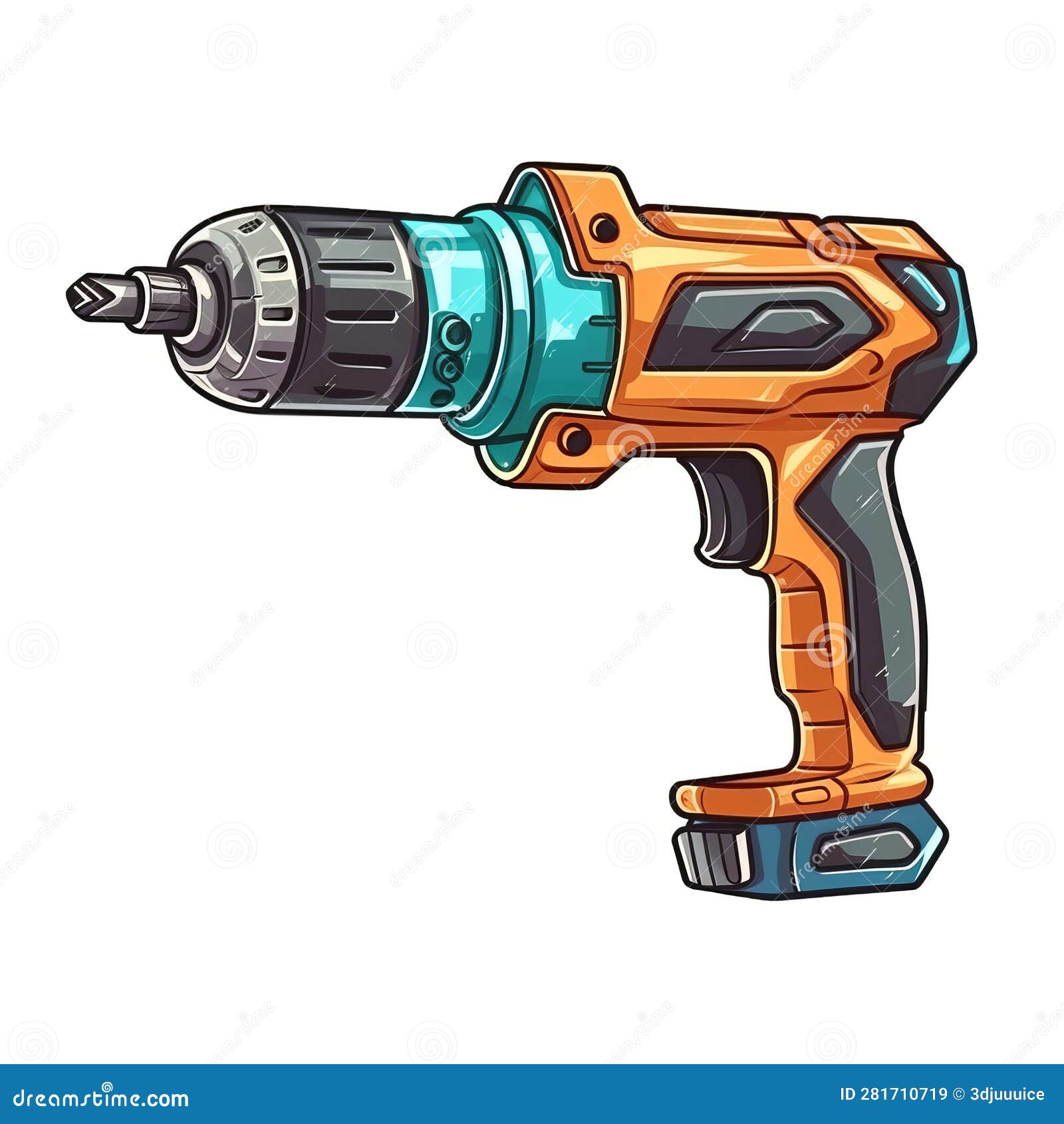 Valuable Hammer Drill Construction Tool Cartoon Square Illustration