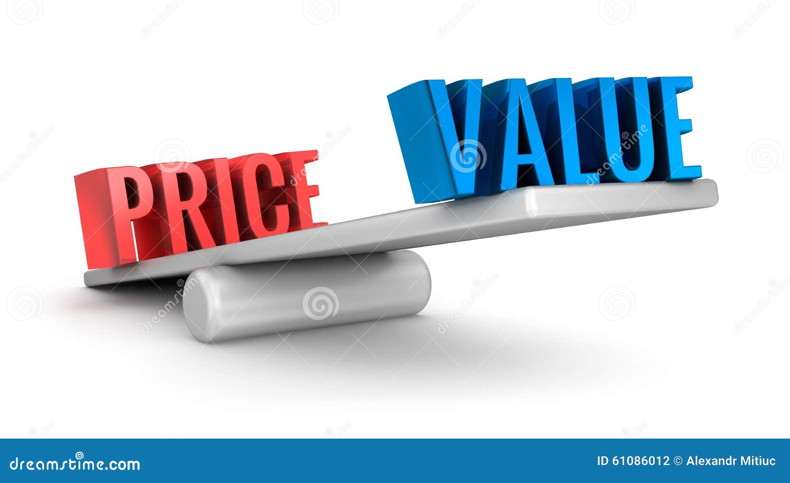 value price scale 3d word concept