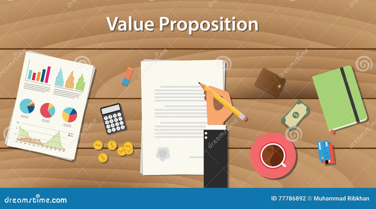 Value Proposition Illustration Concept with Hand Work on Some Paper
