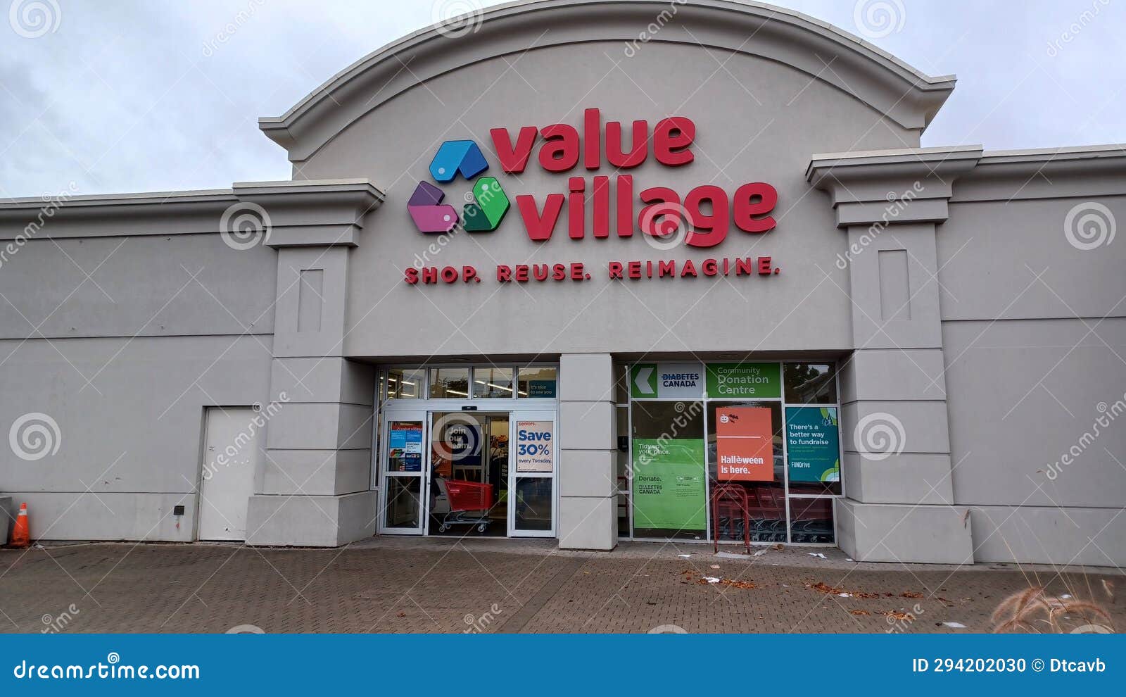 Value Village store sign editorial image. Image of donations 294202030
