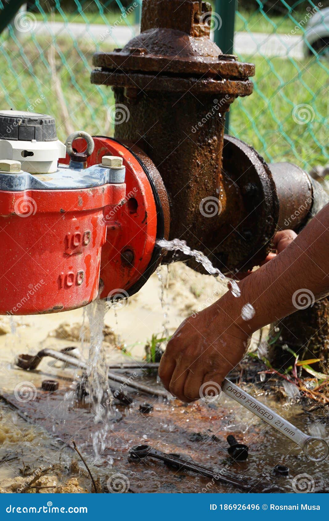 The Valve on the Meter Stand of Water is Rust and Leaks Causing Water