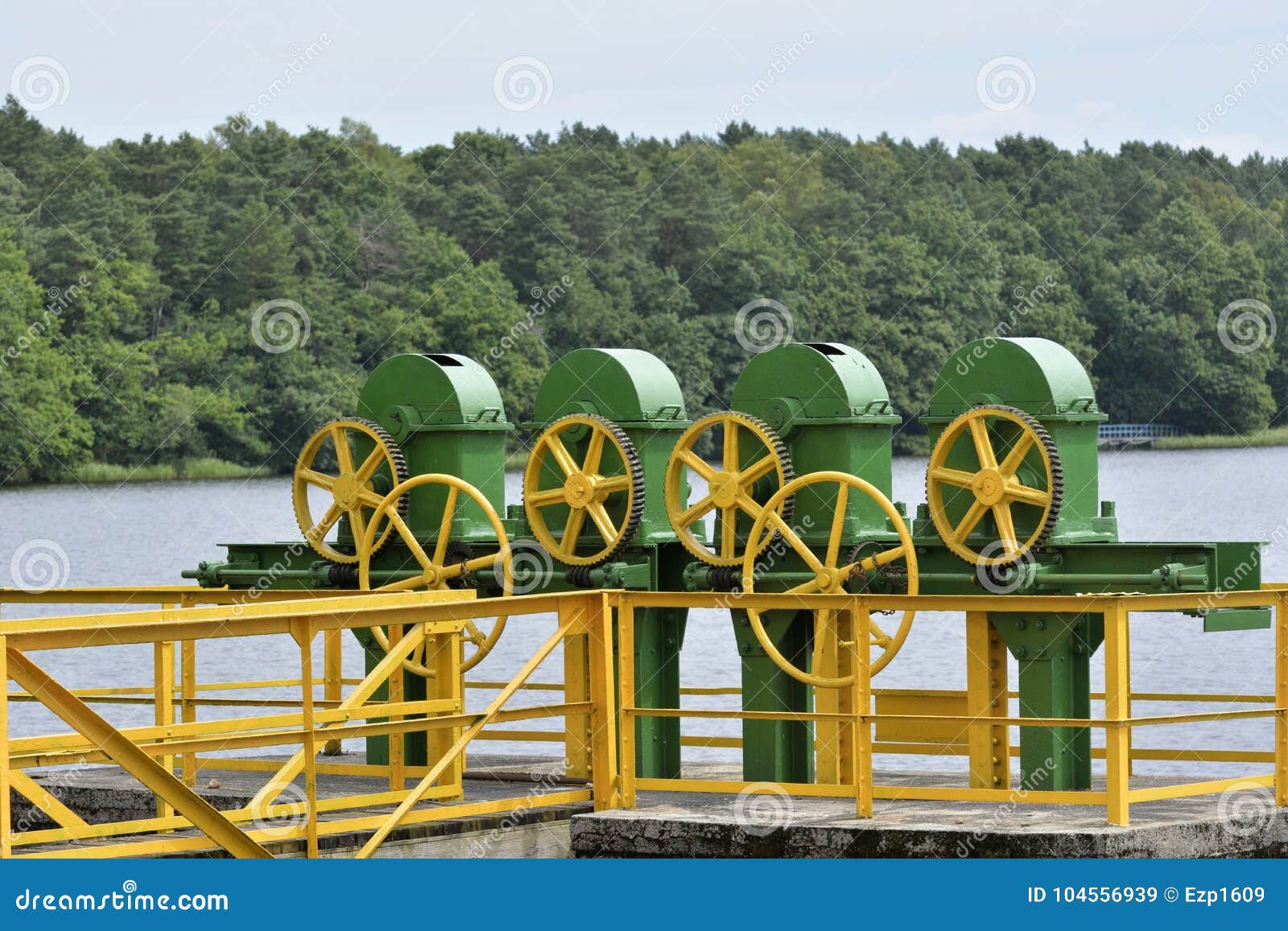Valves at the dam stock image. Image of yellow, mechanism 104556939