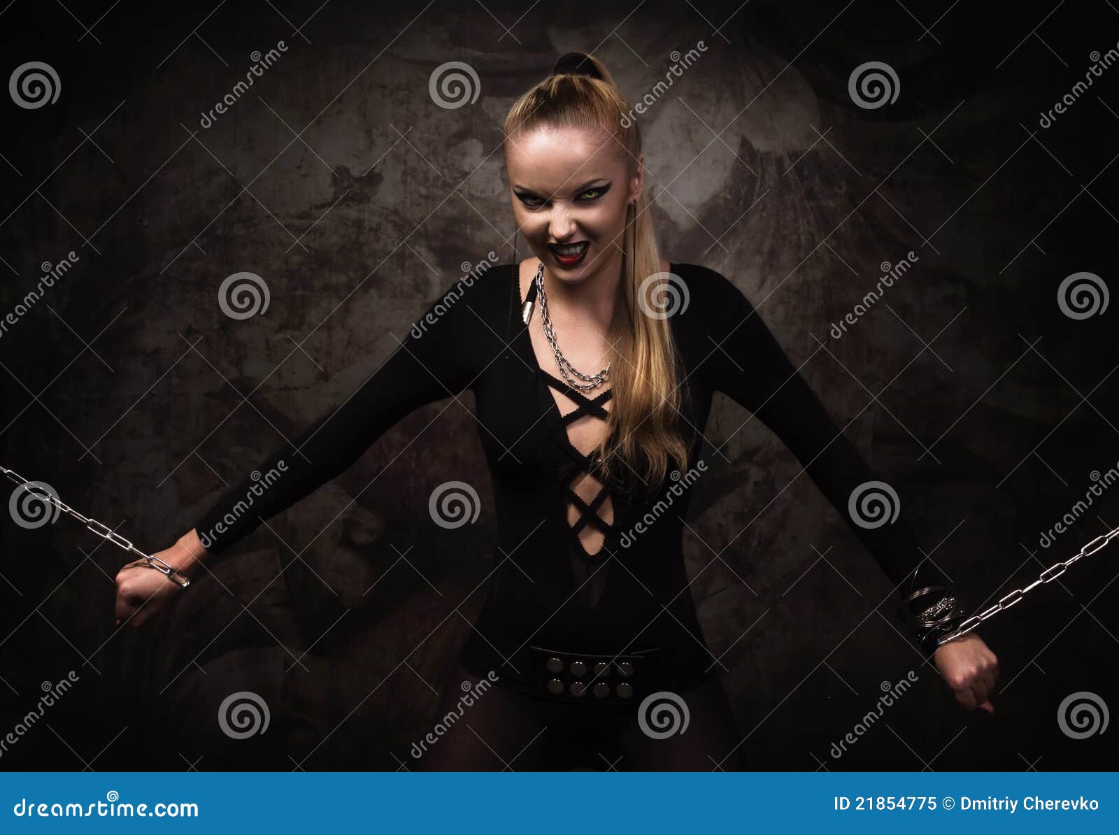 Vampire Girl In A Silver Chains Royalty Free Stock Photo - Image: 21854775