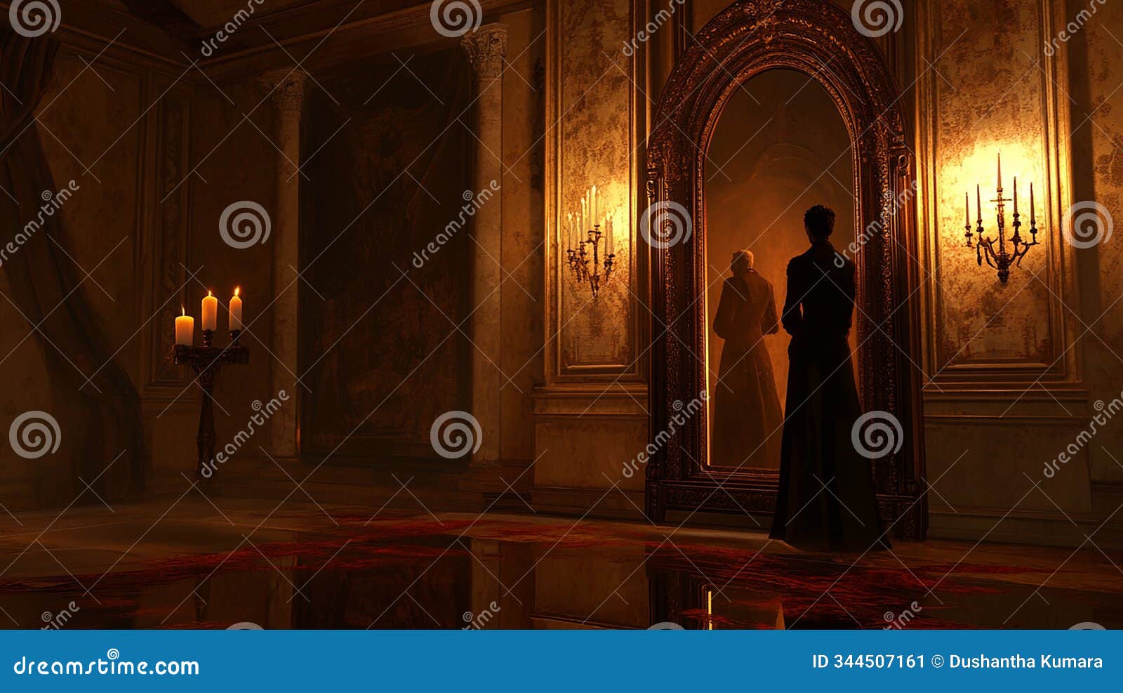 vampire reflection in a moonlit mirror
