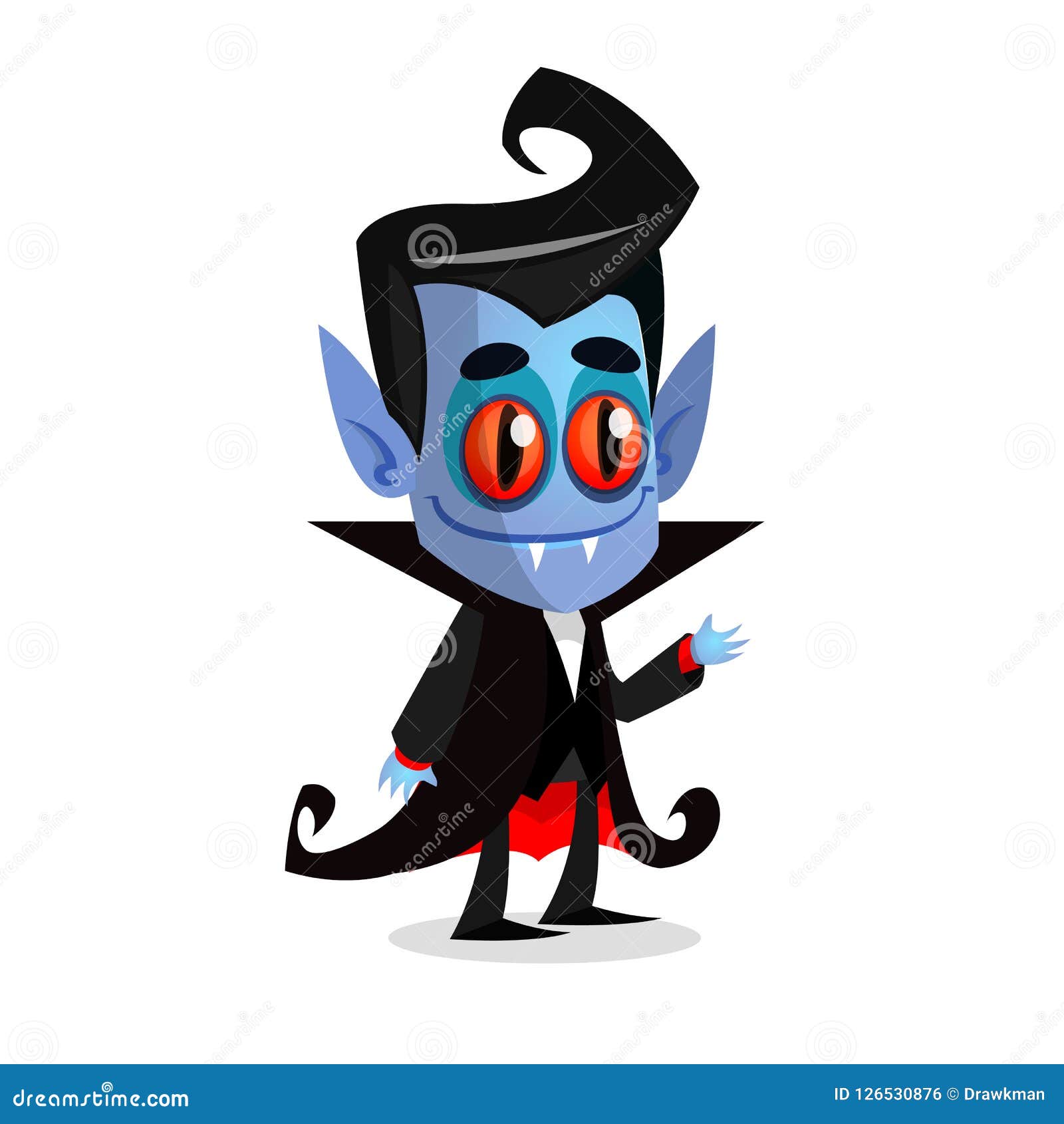 Assustador Vampiro Drácula Manto Preto Com Olhos Vermelhos Desenho Animado  imagem vetorial de forden© 406039746