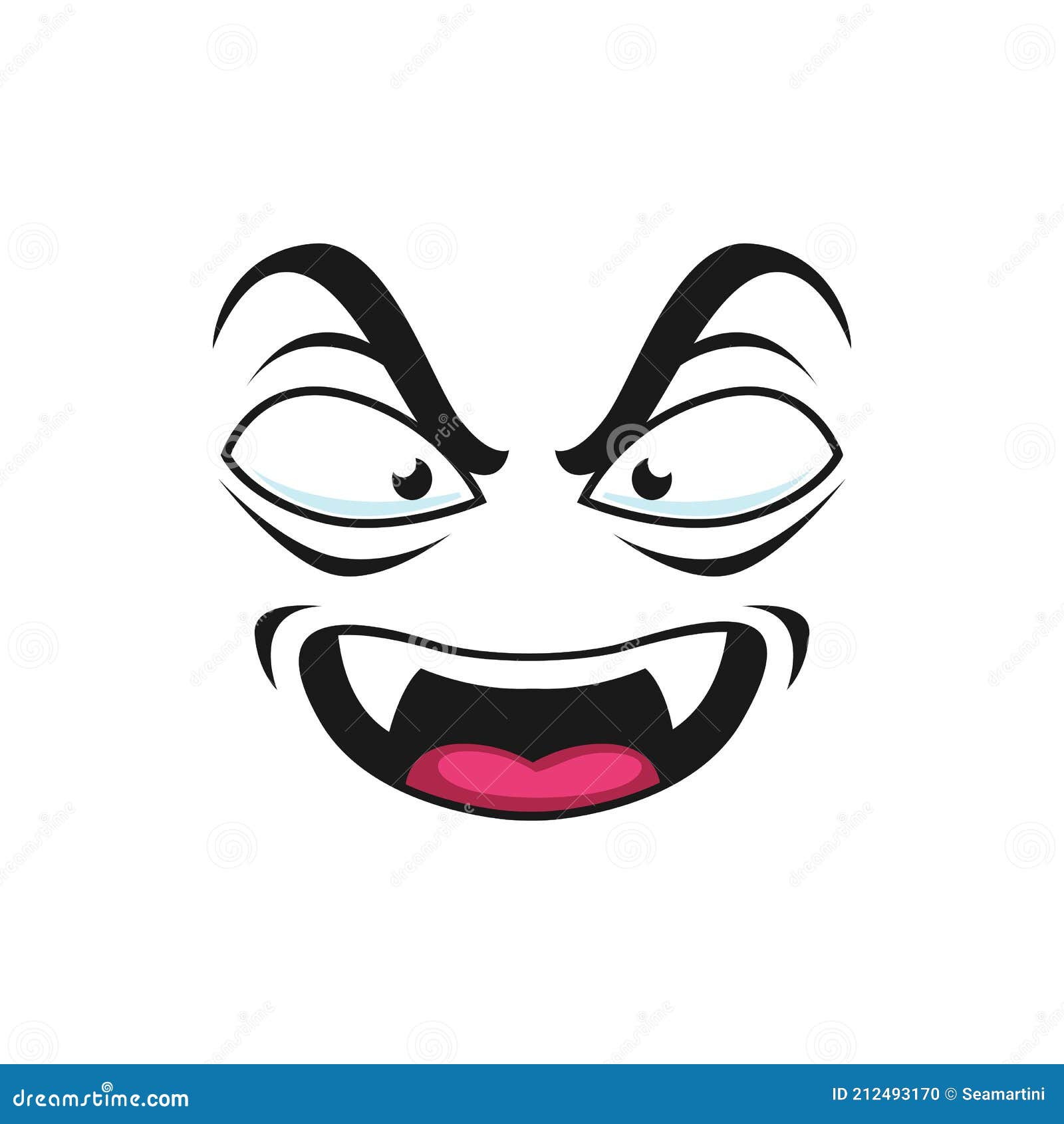 Cone De Vetor Isolado De Rosto De Monstro, Emoji De Desenho Animado De  Demônio Irritado, Emoção De Criatura Assustadora De Halloween. Demônio  Gritante Com Presas Afiadas E Olhos Vermelhos Assustadores Royalty Free