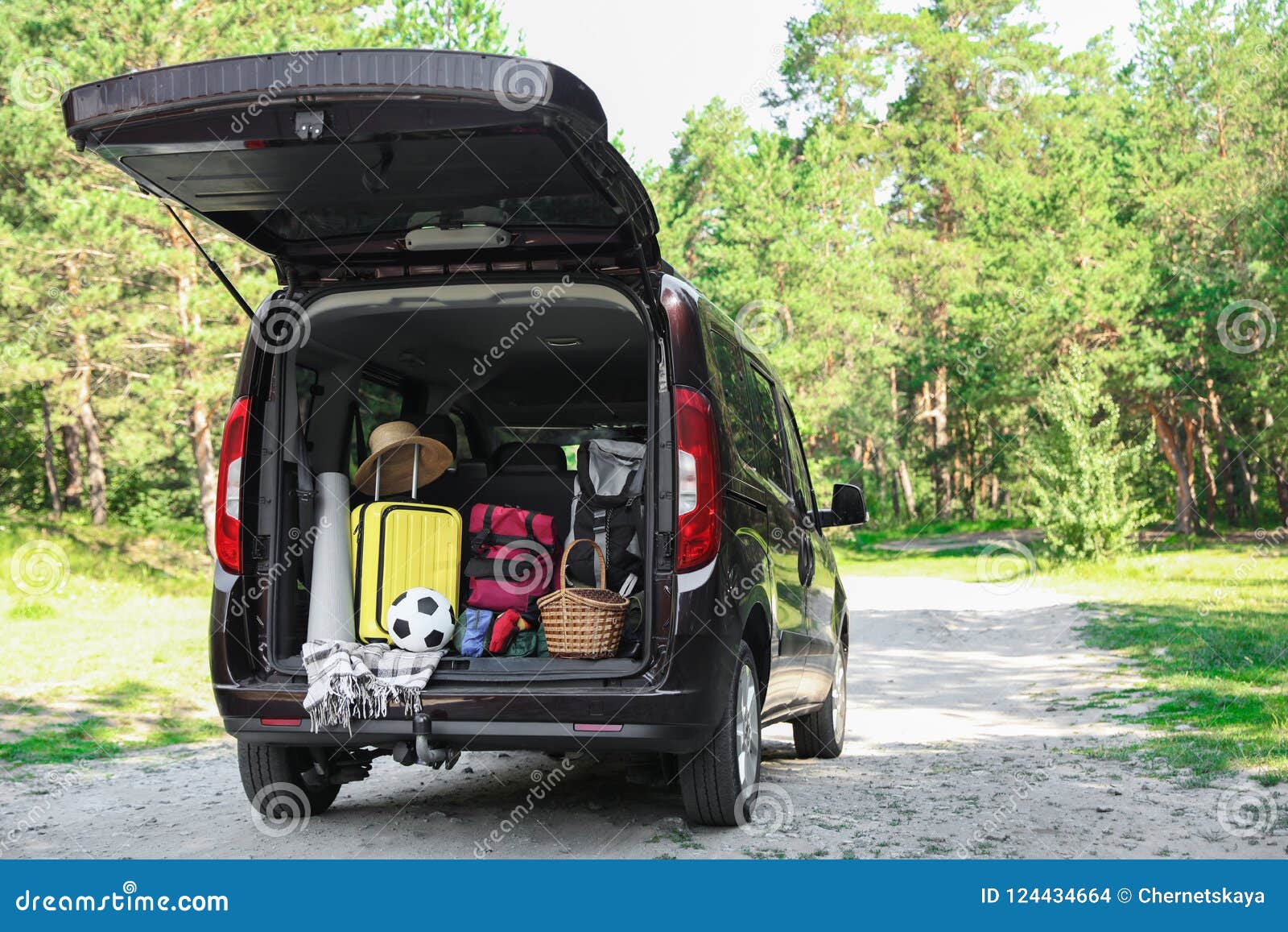 Van with Camping Equipment in Trunk Stock Photo Image of explore